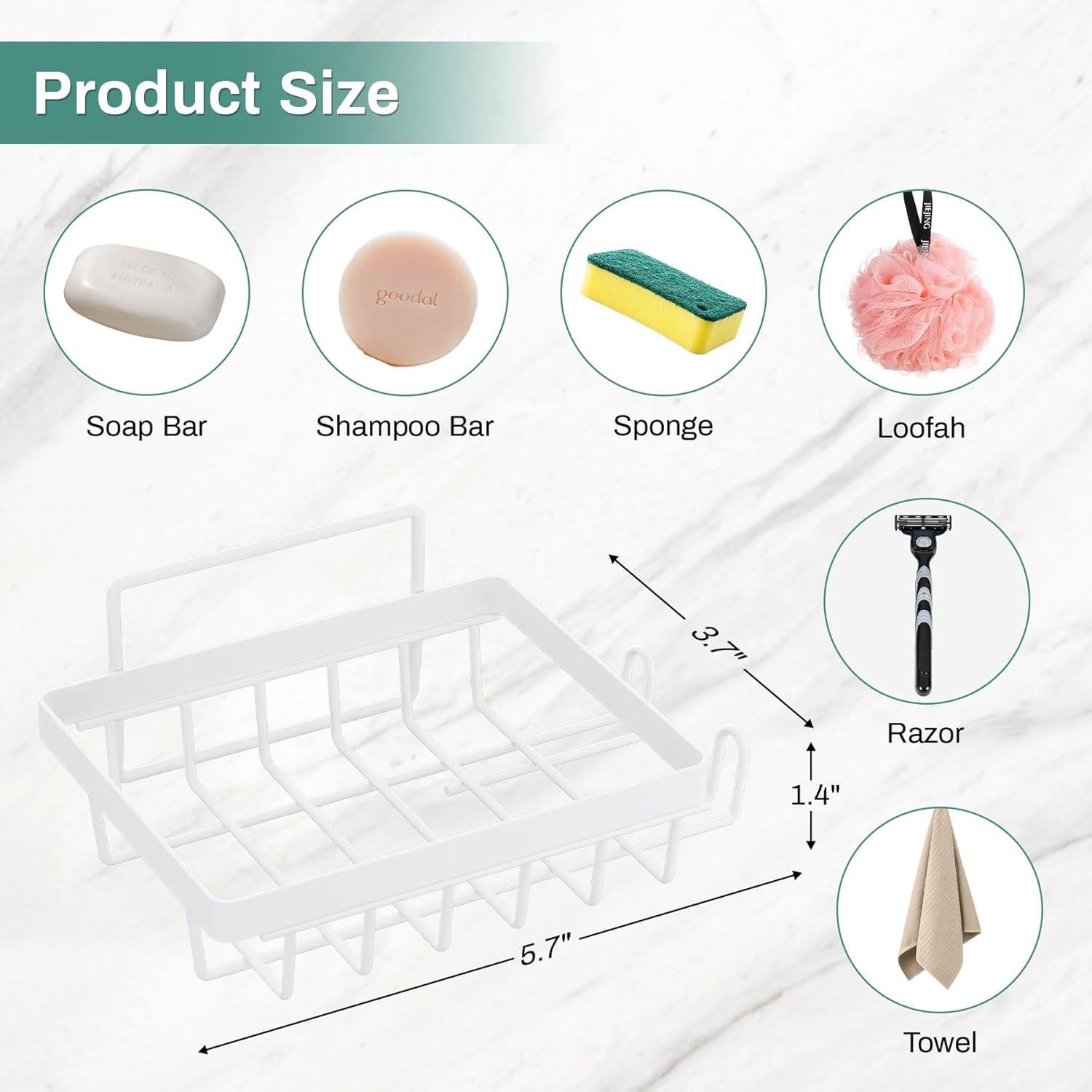 Soporte de Jabón de Pared Oasiteege Blanco con Drenaje