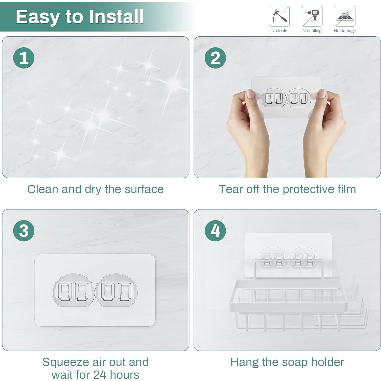 Soporte de Jabón de Pared Oasiteege Blanco con Drenaje