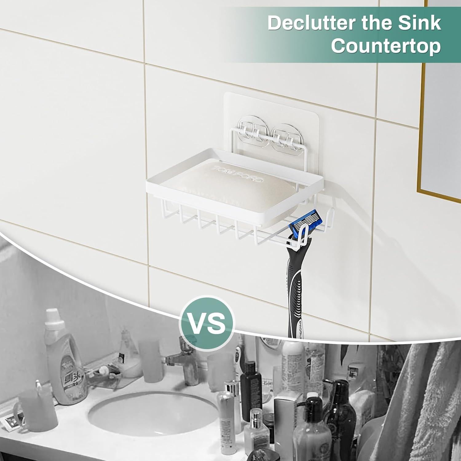 Soporte de Jabón de Pared Oasiteege Blanco con Drenaje