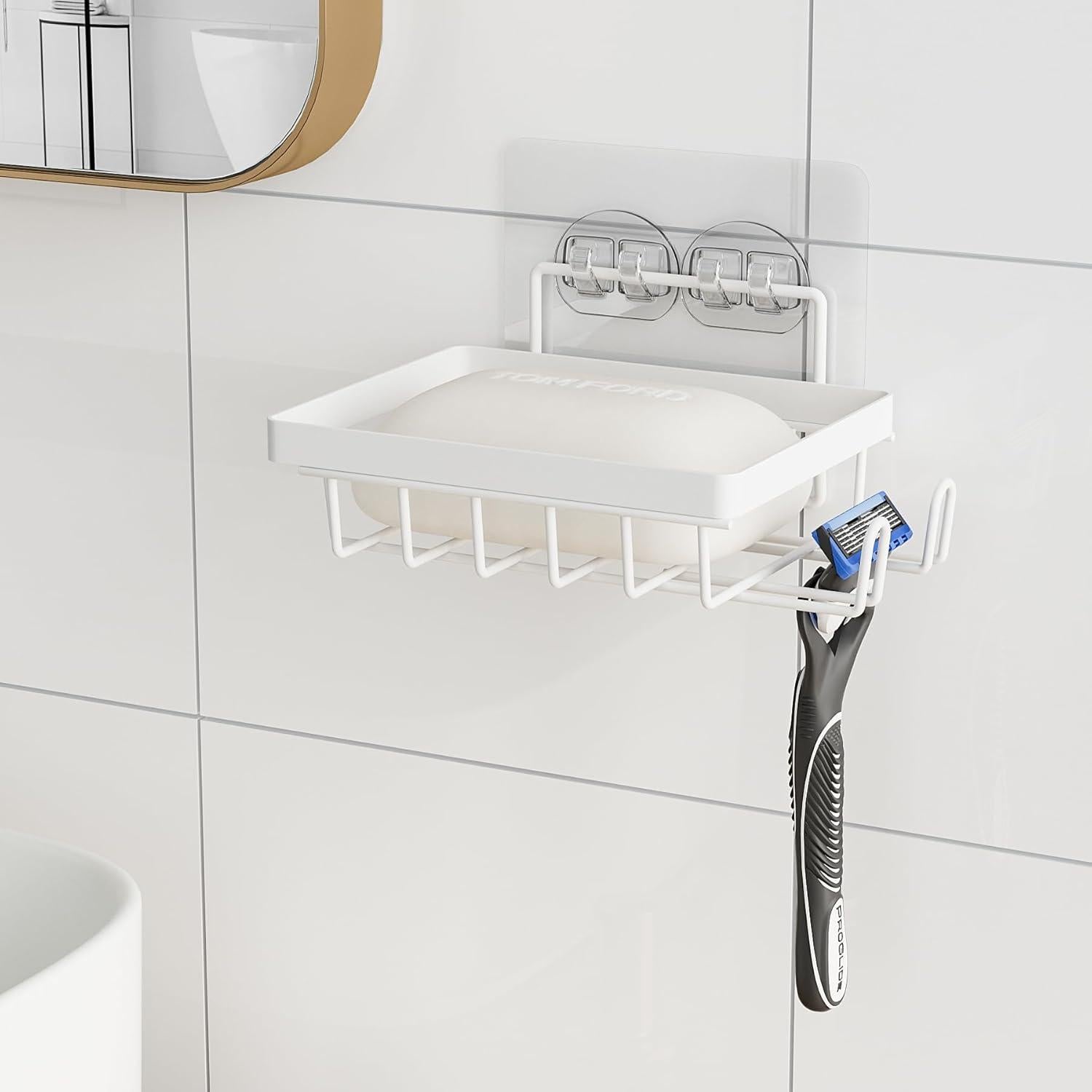 Soporte de Jabón de Pared Oasiteege Blanco con Drenaje