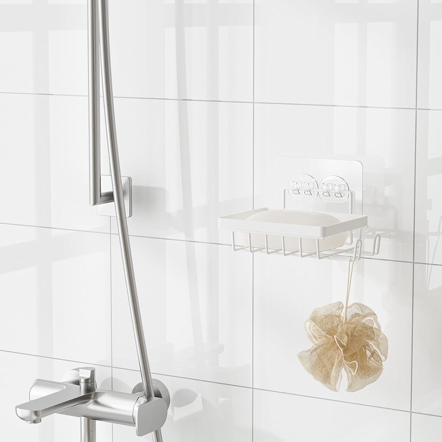 Soporte de Jabón de Pared Oasiteege Blanco con Drenaje