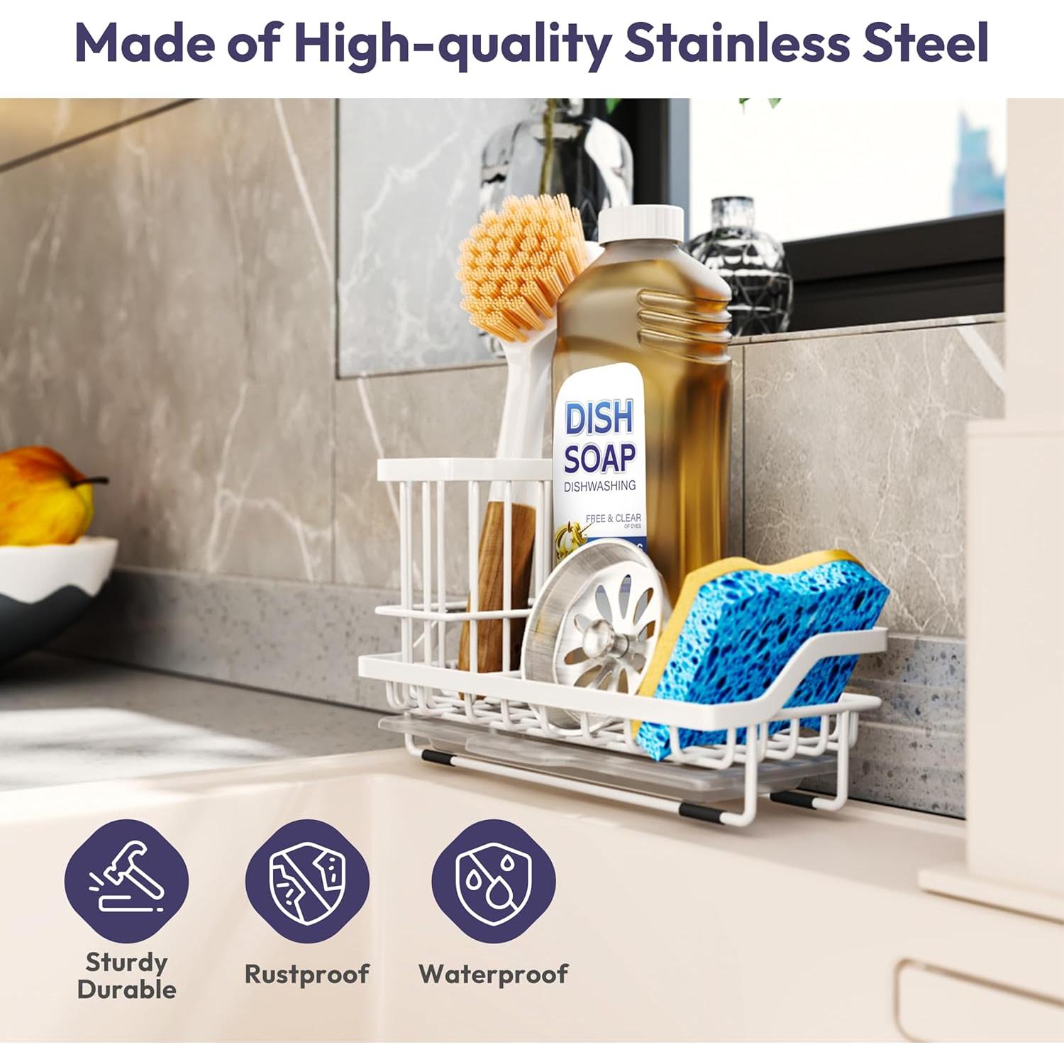 Soporte para Esponjas de Fregadero SWTYMIKI Acero Inoxidable Blanco