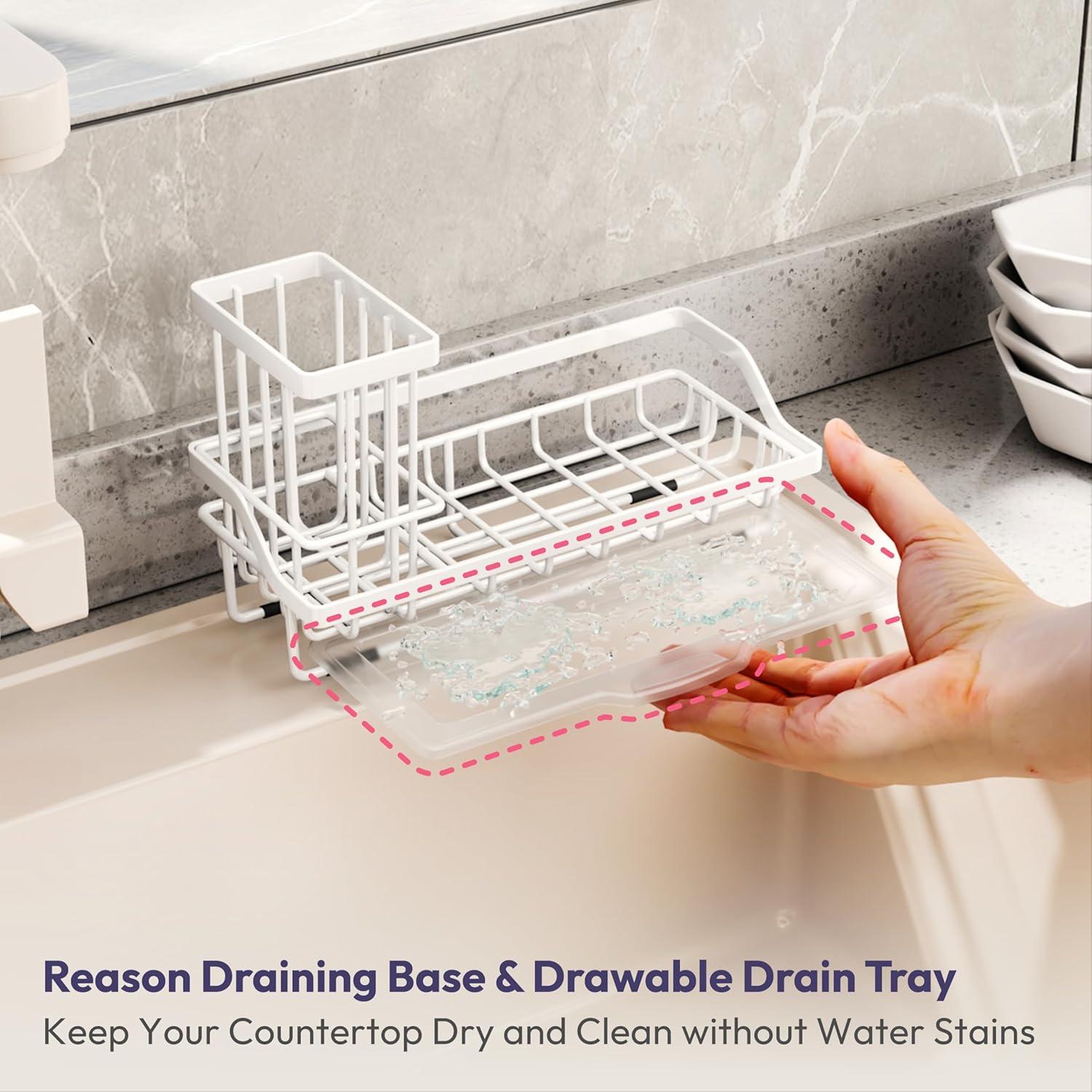 Soporte para Esponjas de Fregadero SWTYMIKI Acero Inoxidable Blanco