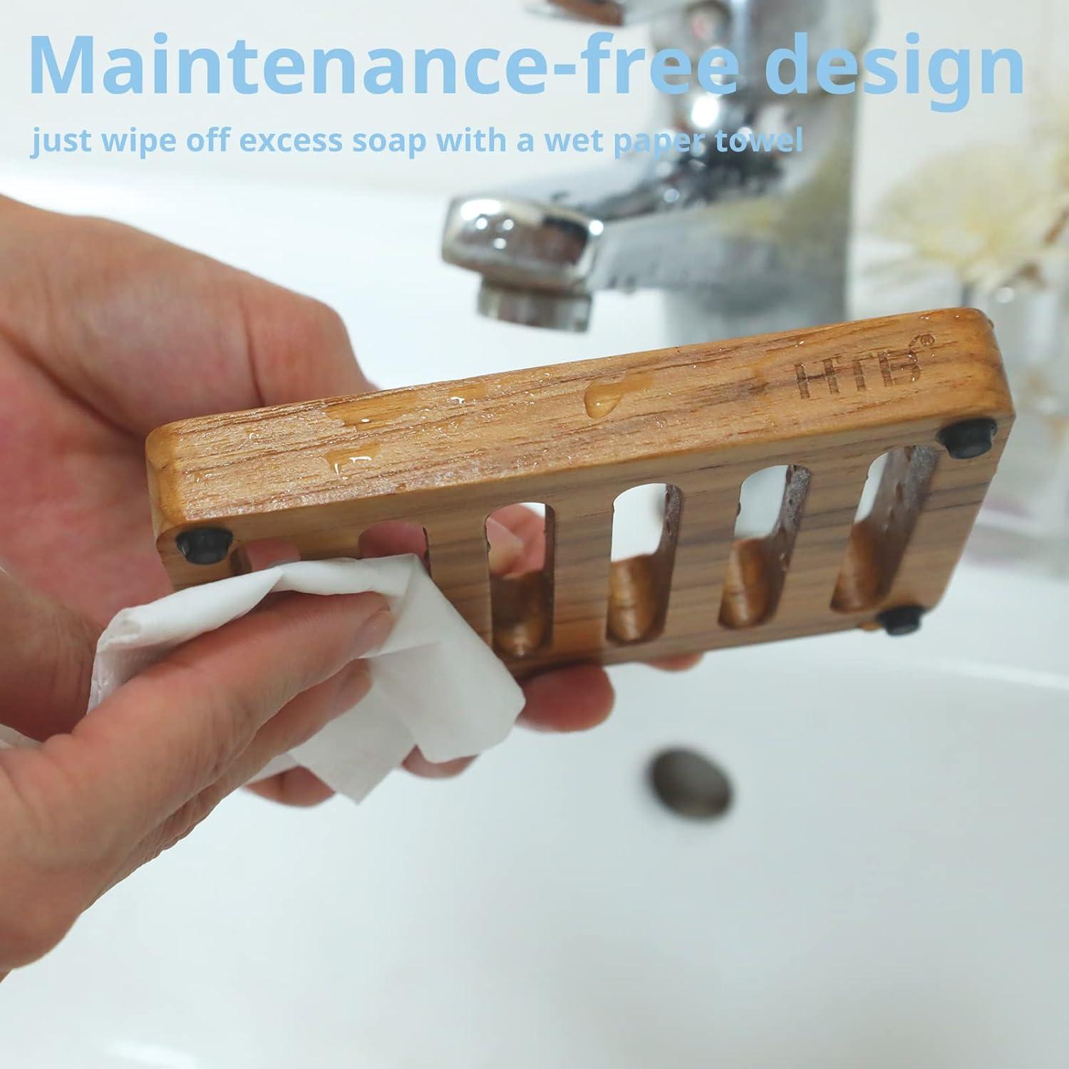 Soporte de Jabón de Madera de Teak HTB - 2 Piezas Autodrenante