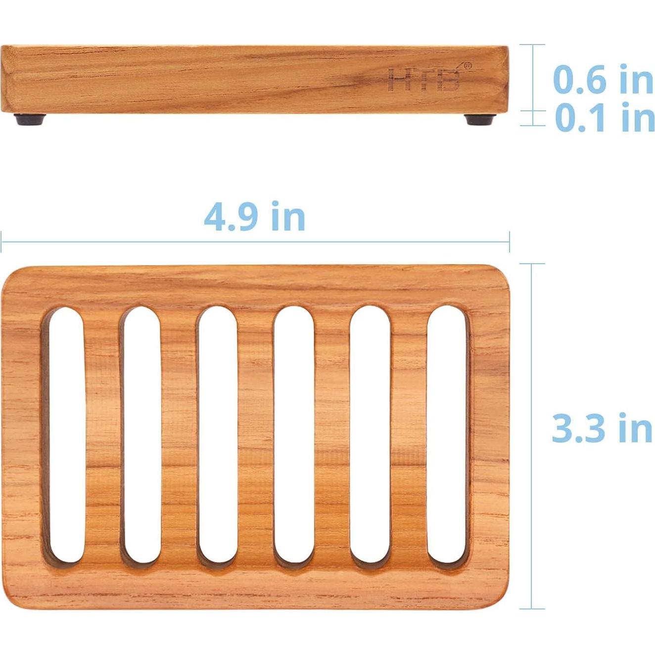 Soporte de Jabón de Madera de Teak HTB - 2 Piezas Autodrenante