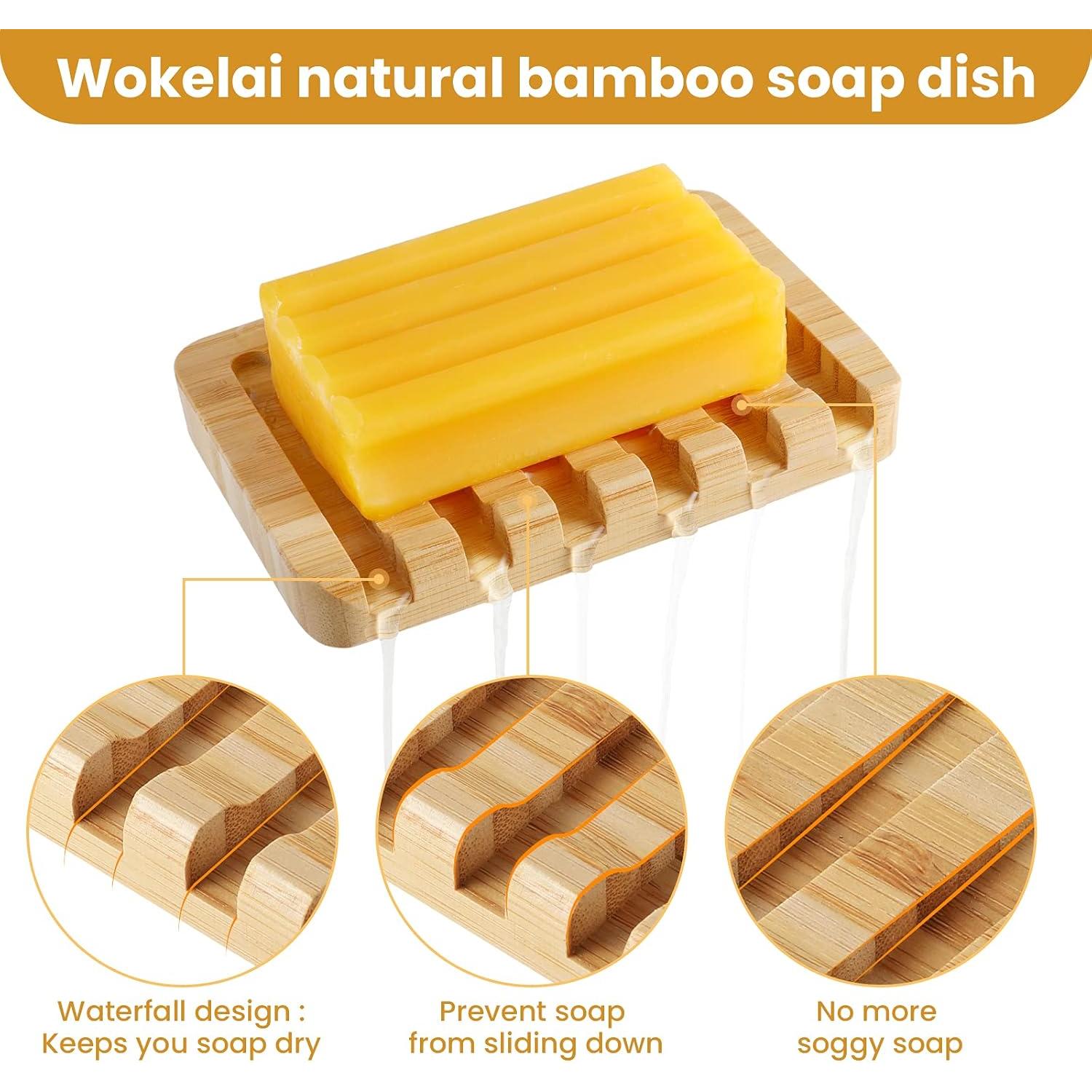 Soporte para Jabón de Bambú Wokelai - 2 Piezas Drenaje