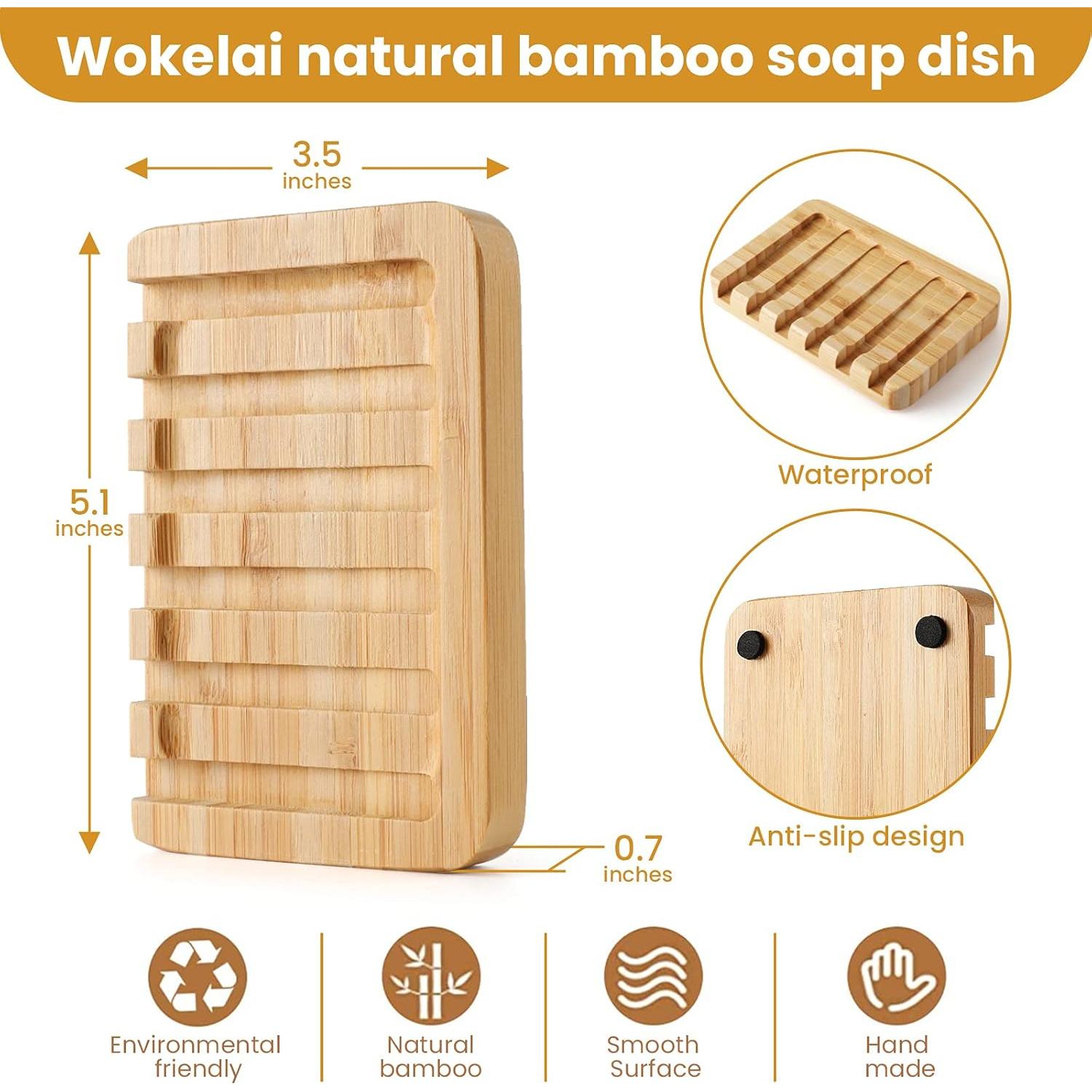 Soporte para Jabón de Bambú Wokelai - 2 Piezas Drenaje