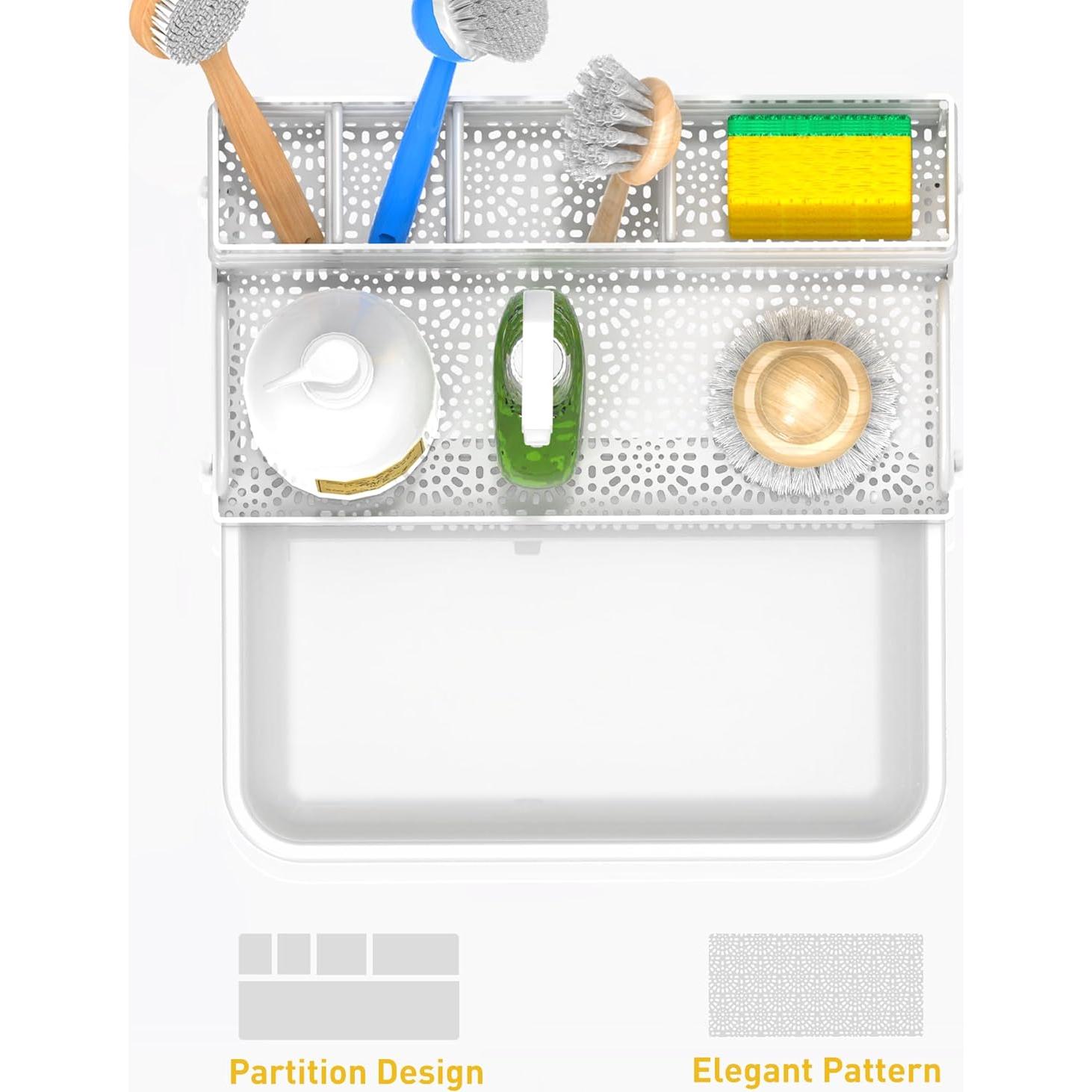 Organizador de Fregadero Cisily Blanco, Soporte para Esponjas