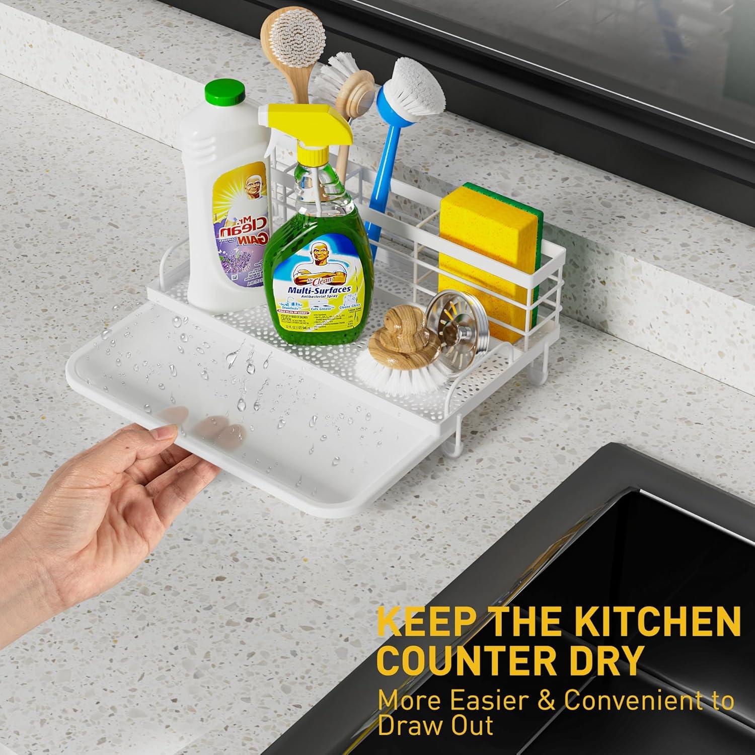 Organizador de Fregadero Cisily Blanco, Soporte para Esponjas