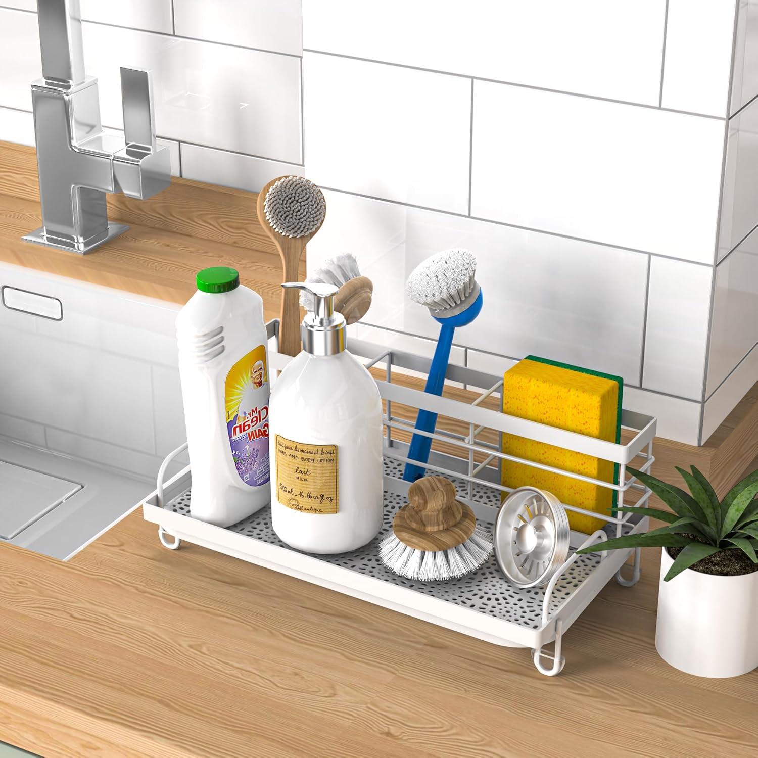 Organizador de Fregadero Cisily Blanco, Soporte para Esponjas