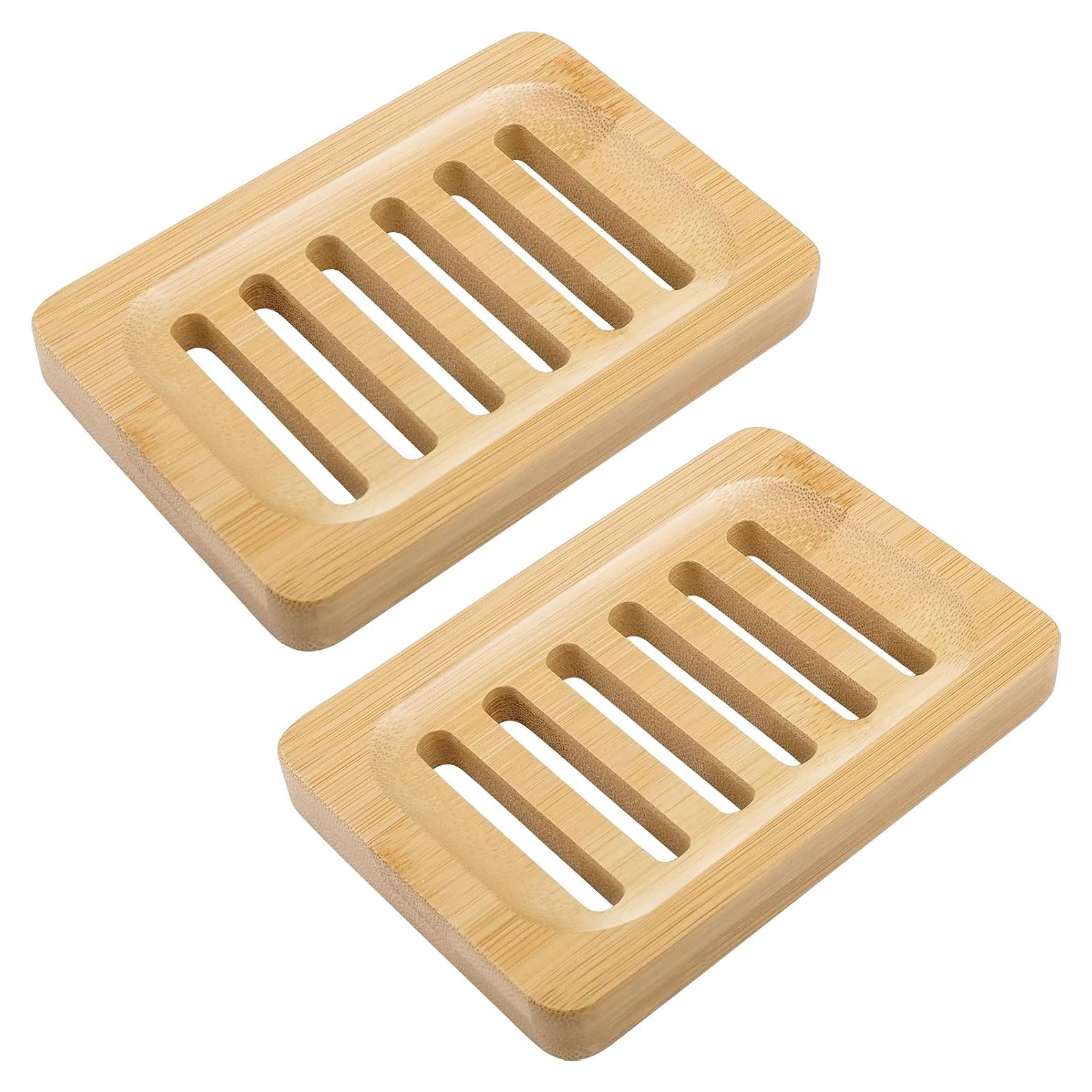 Plato de Jabón de Madera de Bambú Anwenk - 2 Piezas