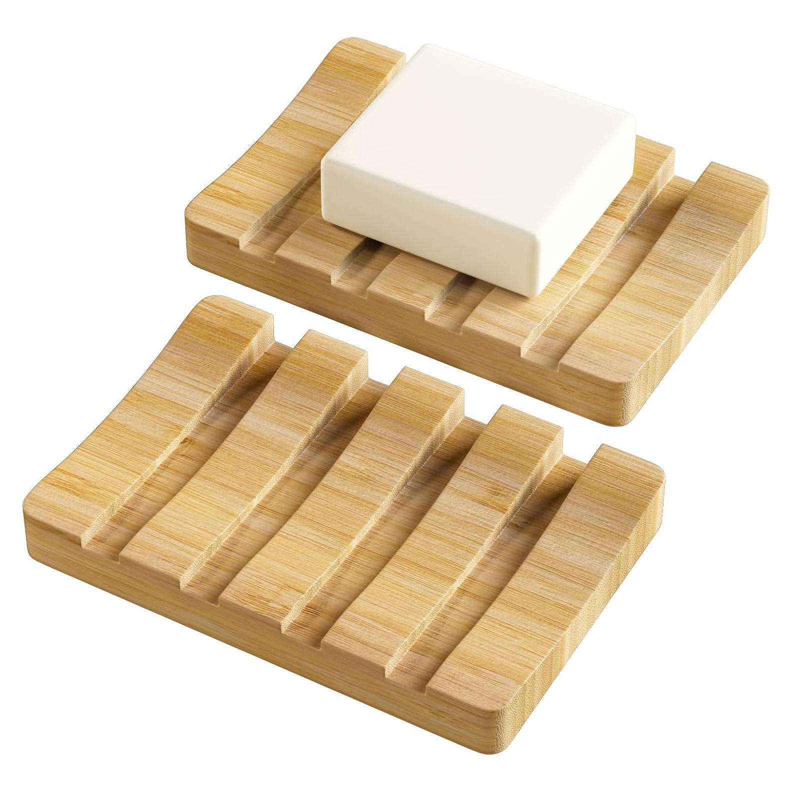 Soporte de Jabón de Bambú AmazerBath - 2 Platos Rectangulares