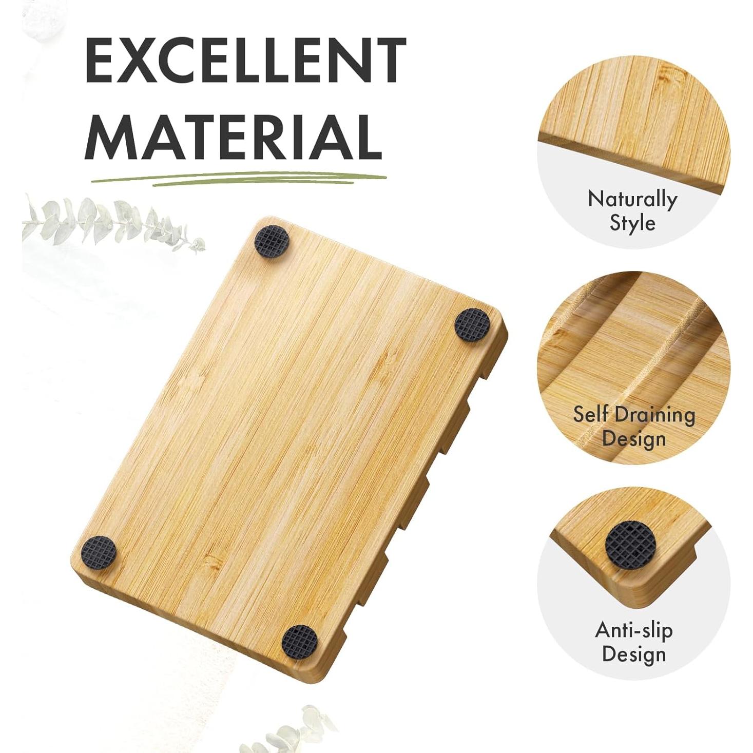 Soporte de Jabón de Bambú AmazerBath - 2 Platos Rectangulares