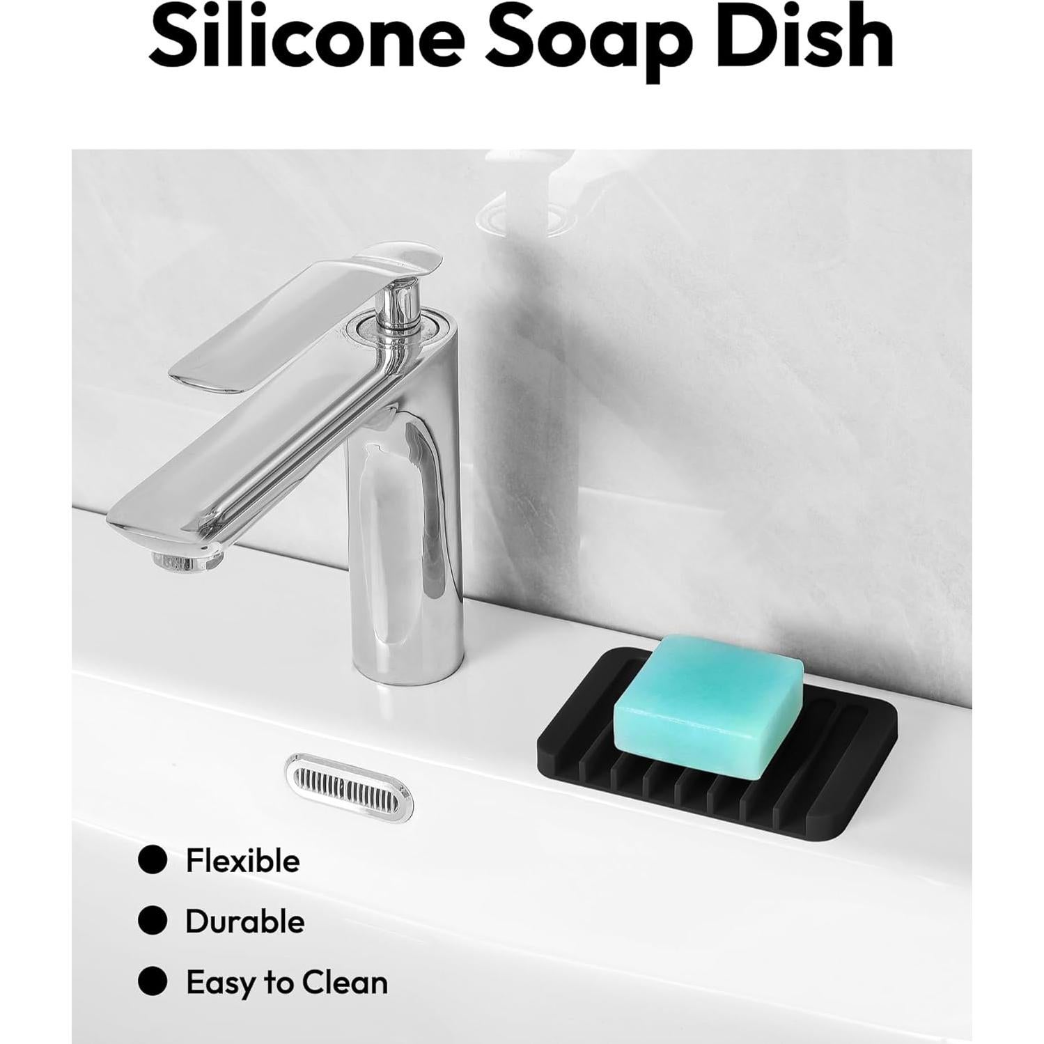 Jabonera Autodrenante de Silicona Jomeech Negra 11.43x7.87cm