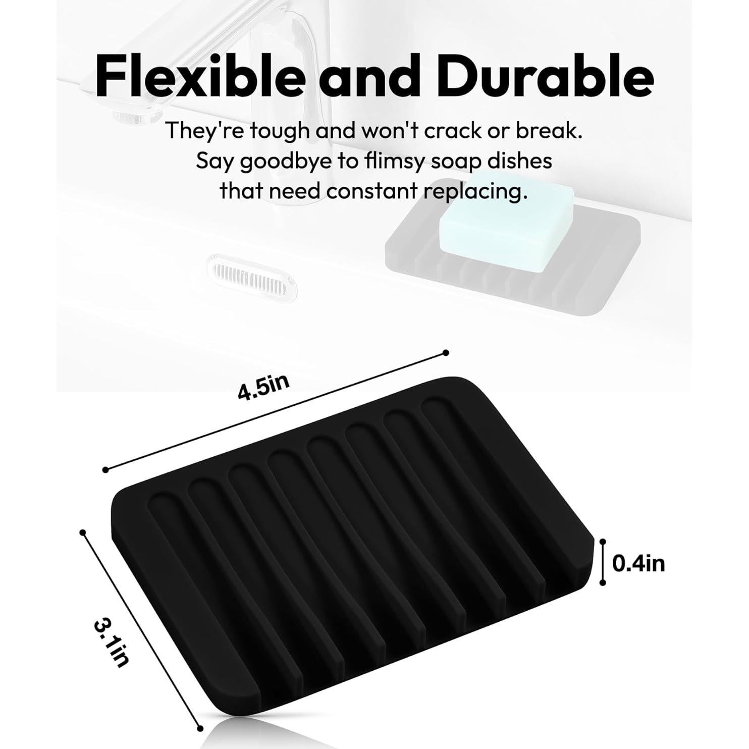 Jabonera Autodrenante de Silicona Jomeech Negra 11.43x7.87cm