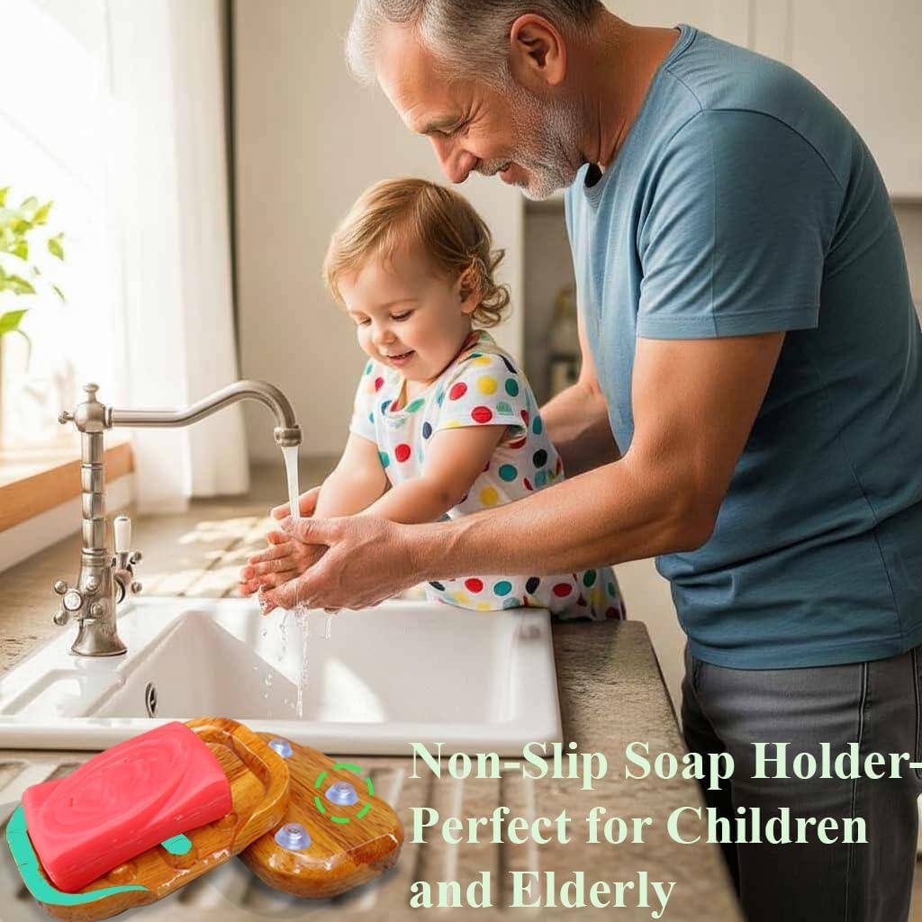 Jabonera de Madera NAZAKOOL - Soporte Antiadherente 12.7x7.6cm