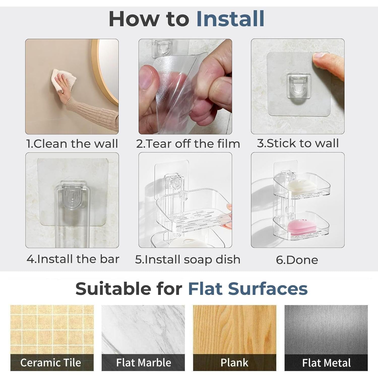 Soporte para Jabón Adhesivo DEEIF 2 Niveles Transparente