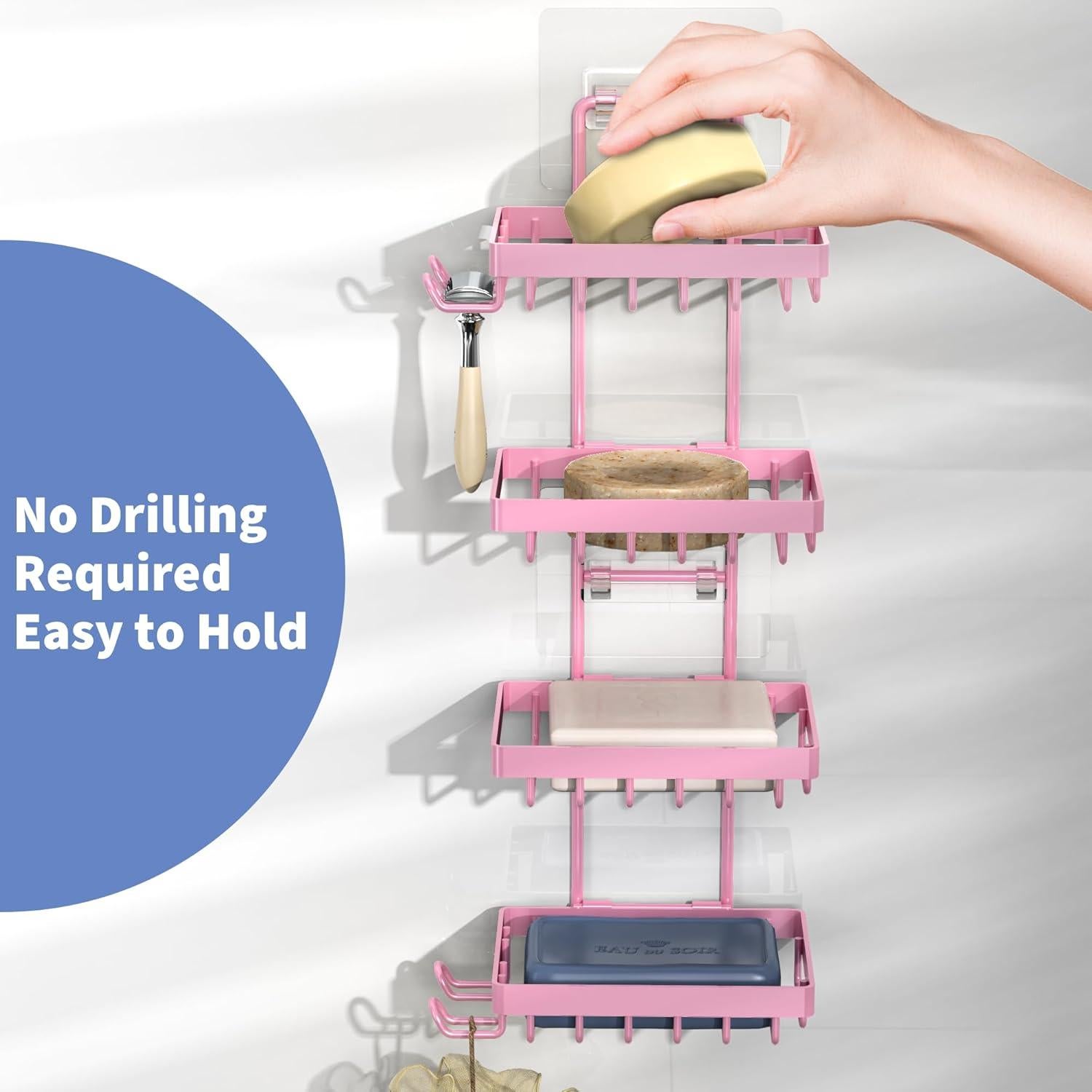 Soporte de Jabón Moforoco Rosa 4 Niveles Acero Inoxidable