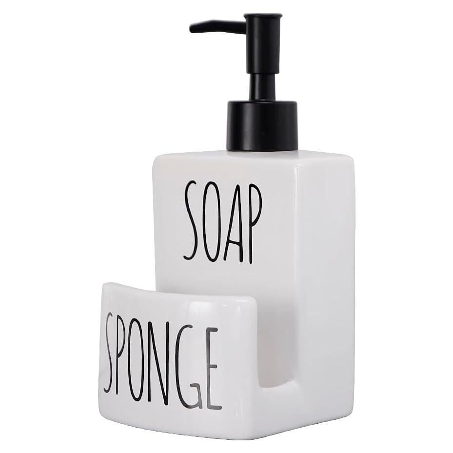 Dispensador de Jabón Cerámico ADAVAS.Y&G con Soporte para Esponja