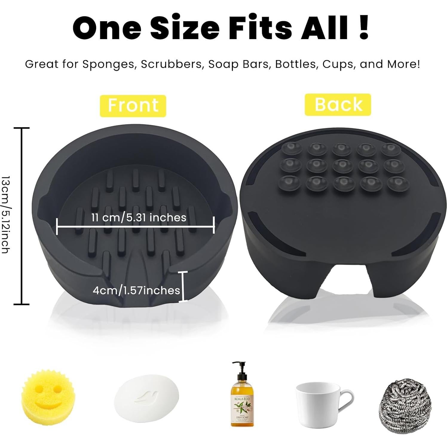 Soporte de Esponja JIEFANYU Cara Sonriente para Fregadero Negro