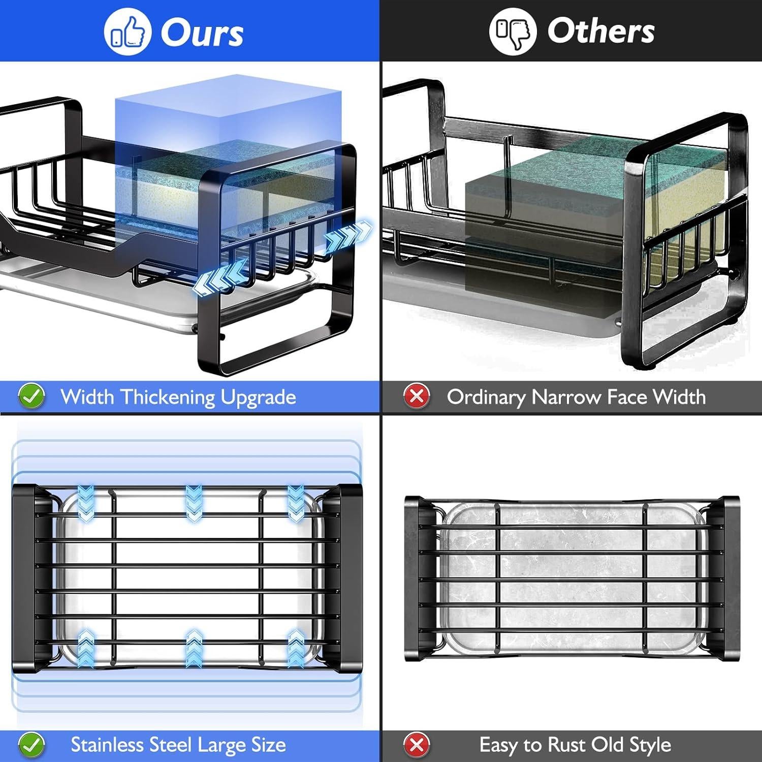 Soporte para Esponjas de Fregadero Kontoyo Acero Inoxidable Negro