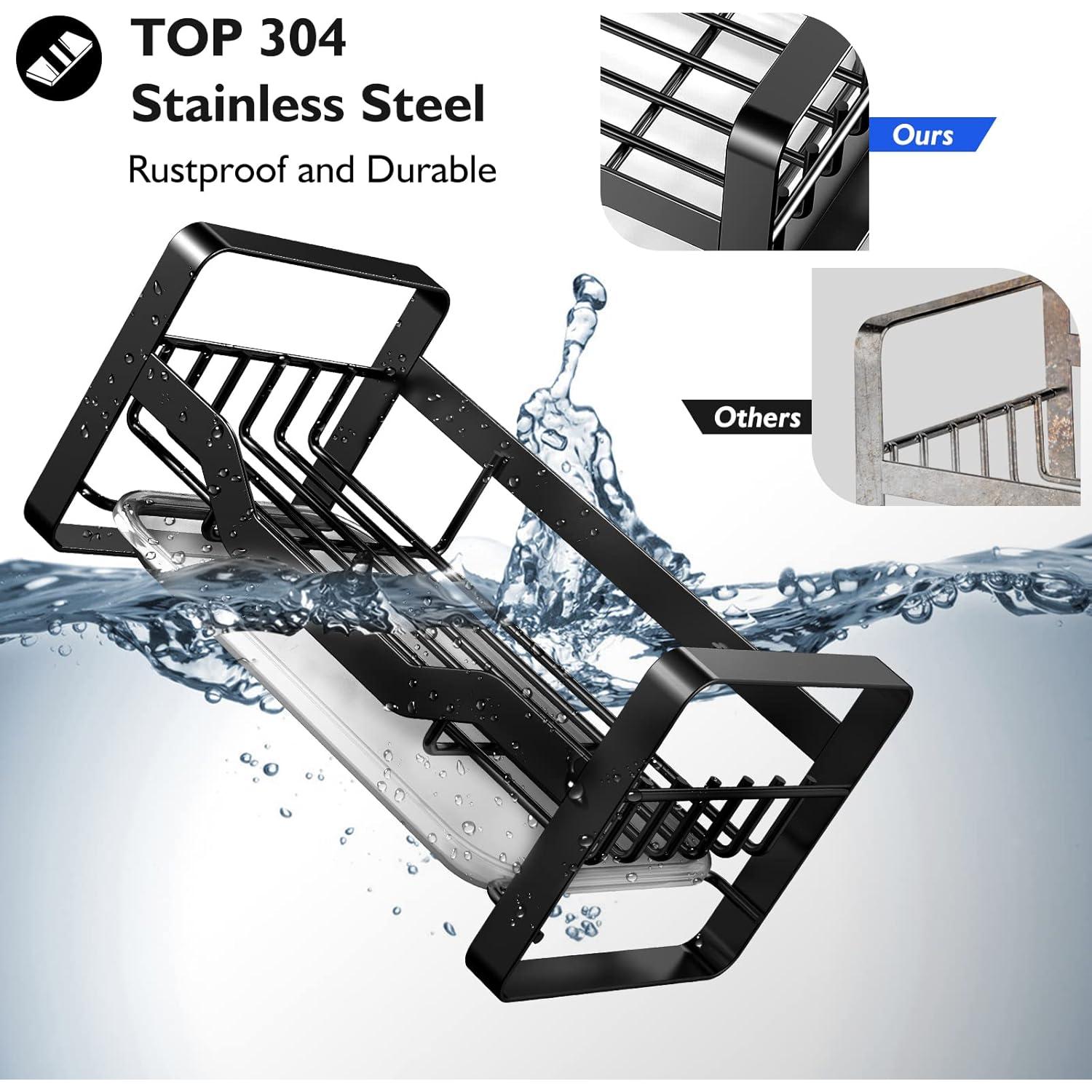 Soporte para Esponjas de Fregadero Kontoyo Acero Inoxidable Negro