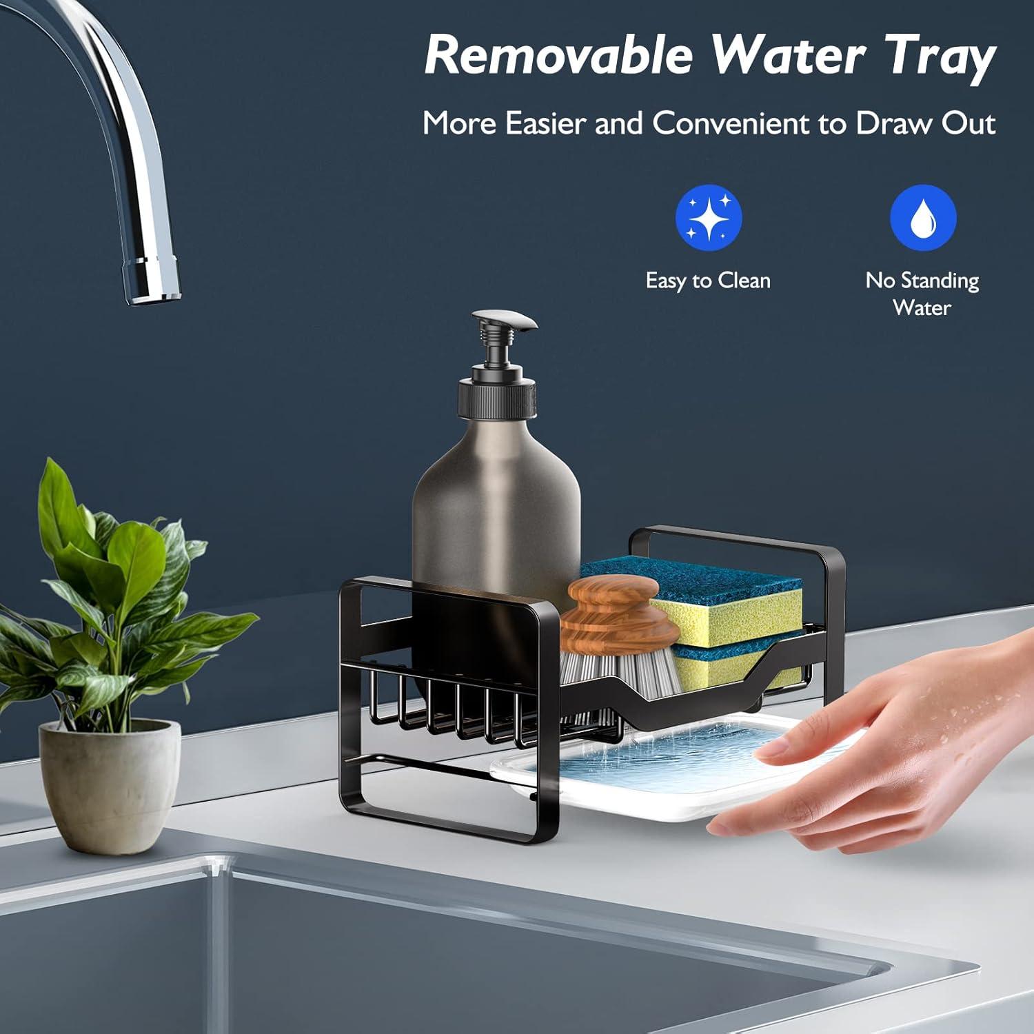 Soporte para Esponjas de Fregadero Kontoyo Acero Inoxidable Negro