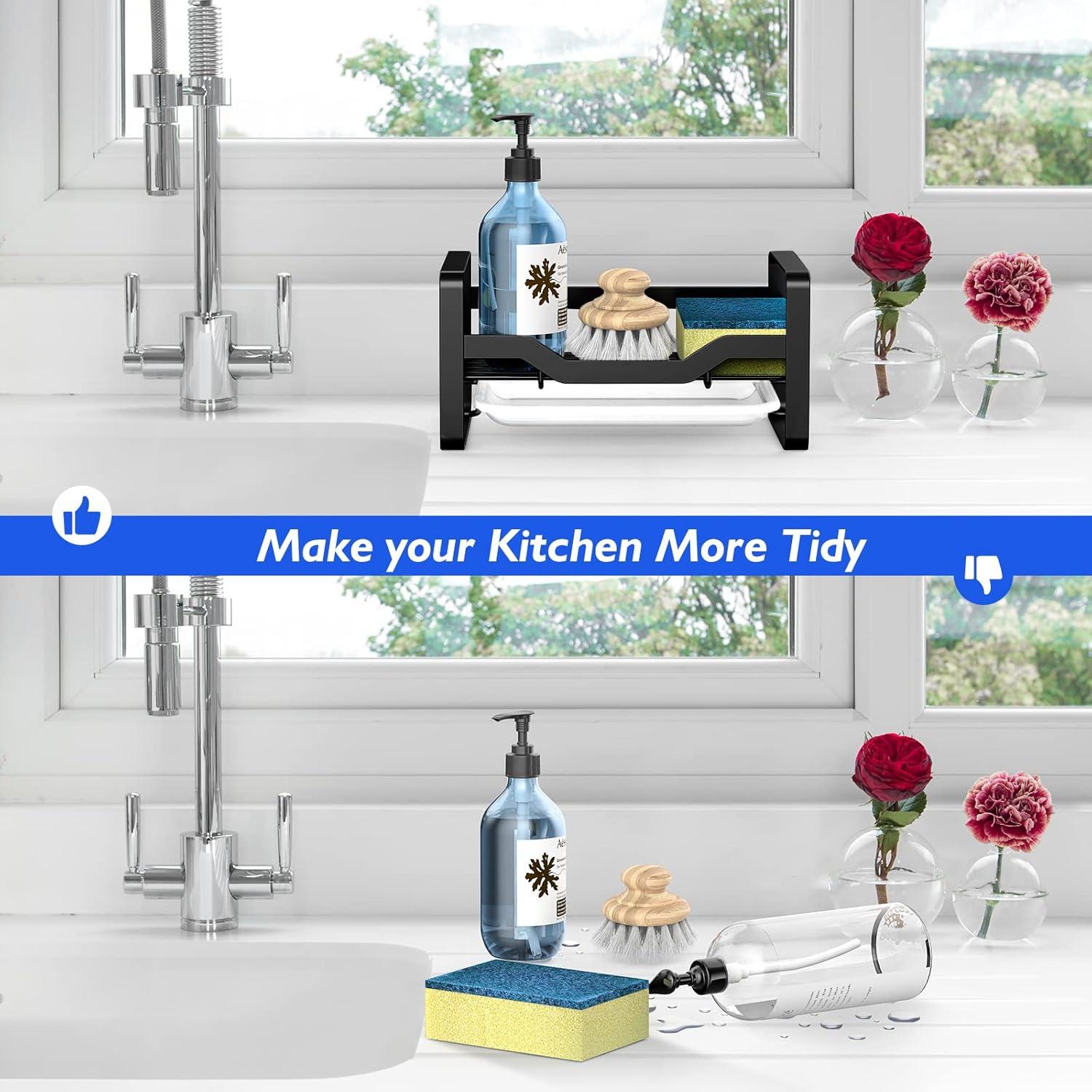 Soporte para Esponjas de Fregadero Kontoyo Acero Inoxidable Negro