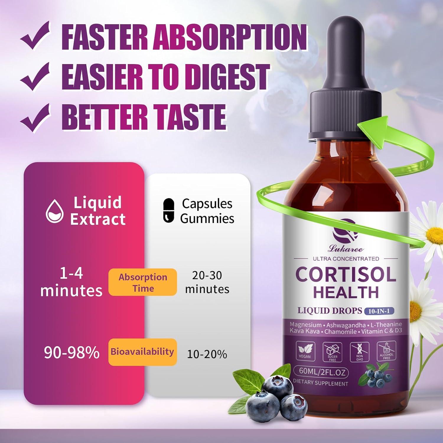 Suplemento de Cortisol Lukaree 10 en 1 - Gotas Líquidas 59.15 ml