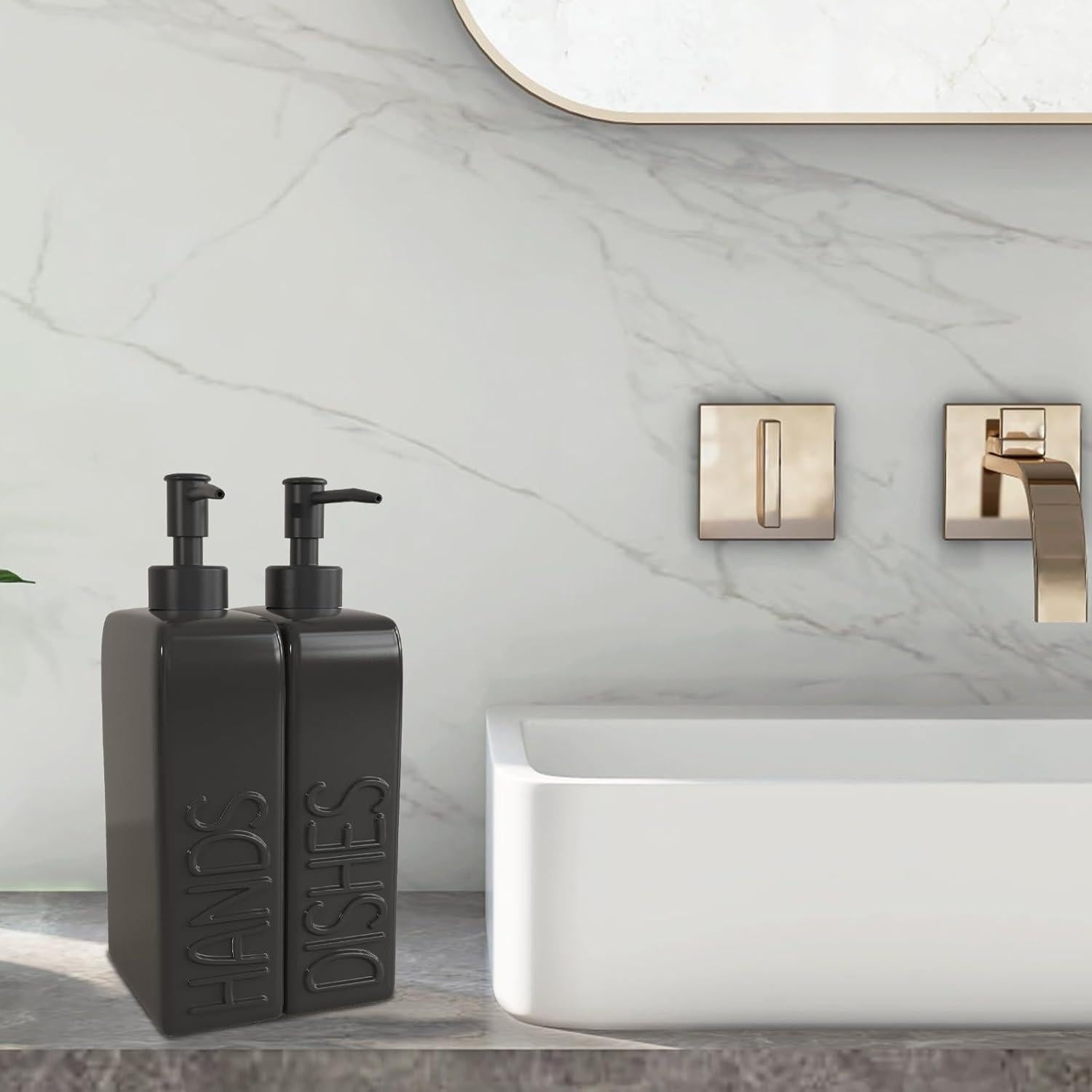 Juego de dispensadores de jabón cerámica Karisky 2 piezas negro