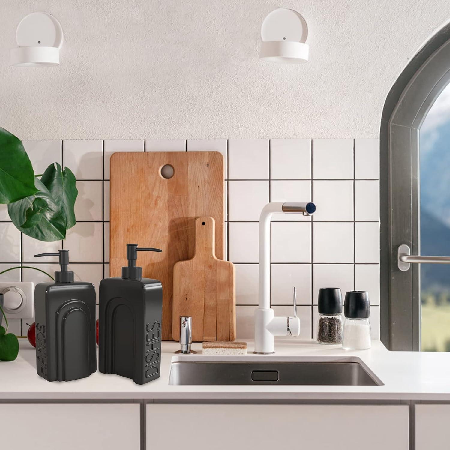 Juego de dispensadores de jabón cerámica Karisky 2 piezas negro