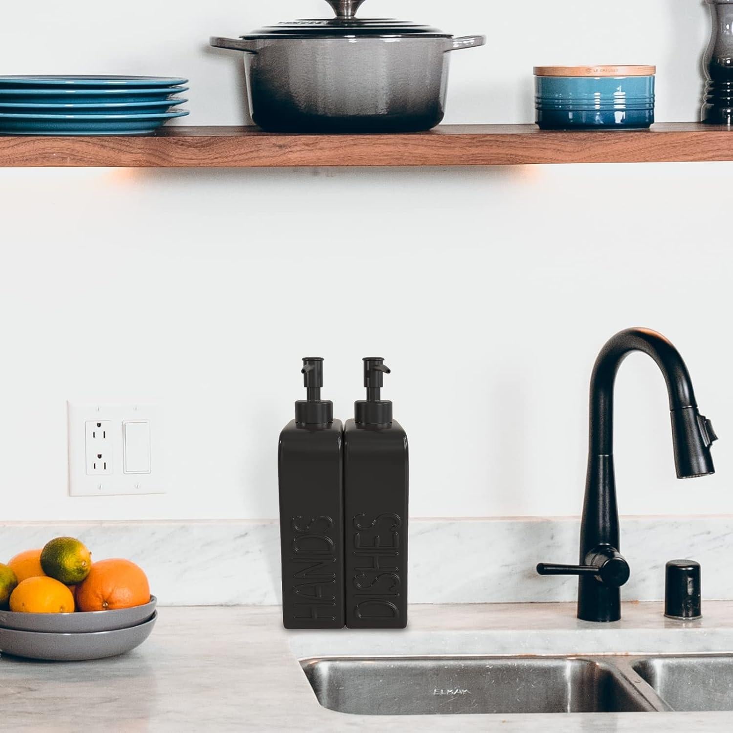 Juego de dispensadores de jabón cerámica Karisky 2 piezas negro