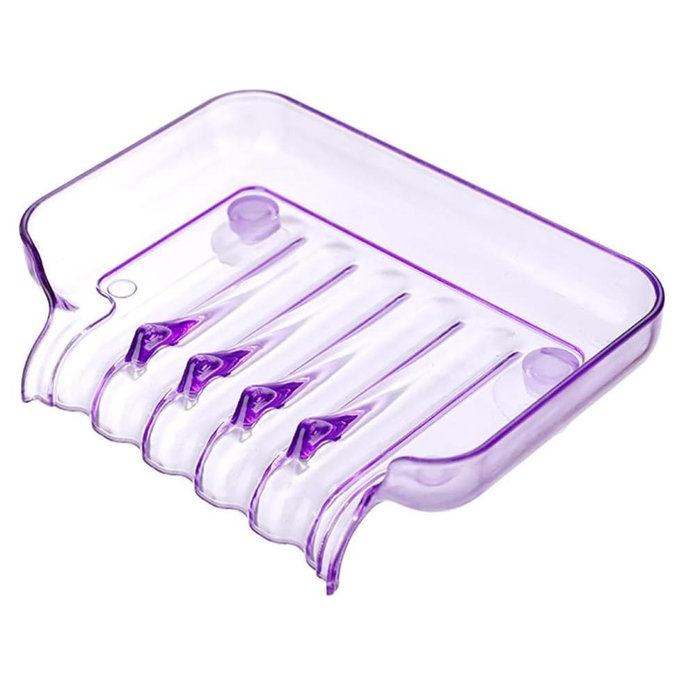 Plato de Jabón Rectangular WELANGBN Morado 13x9.5cm con Ventosas