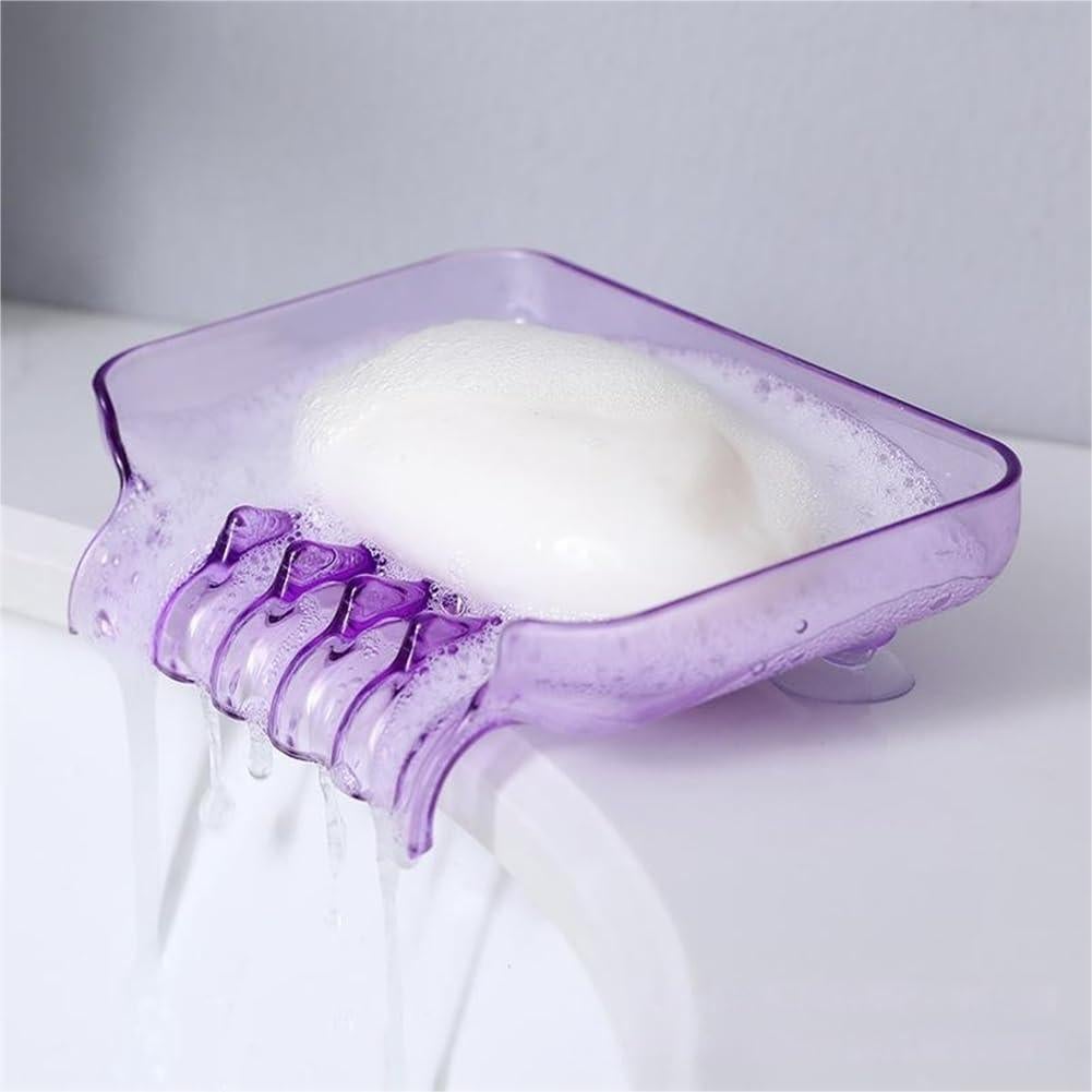 Plato de Jabón Rectangular WELANGBN Morado 13x9.5cm con Ventosas
