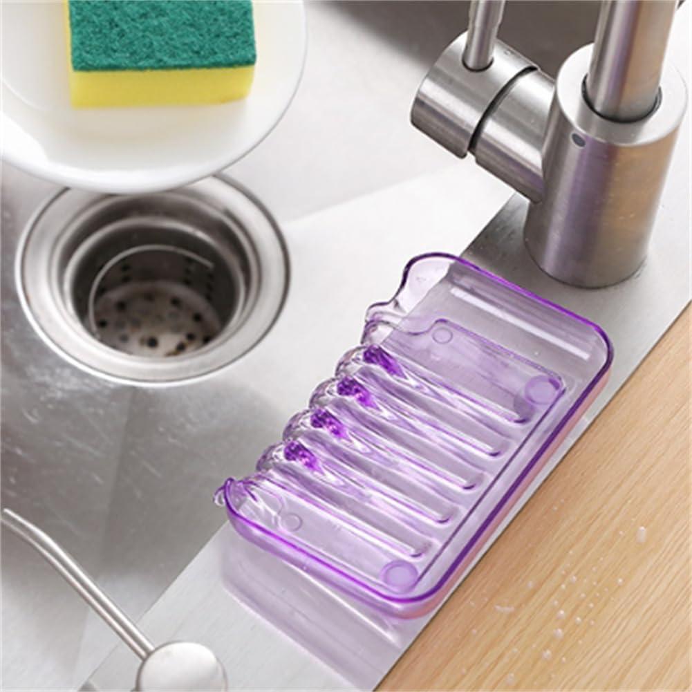 Plato de Jabón Rectangular WELANGBN Morado 13x9.5cm con Ventosas