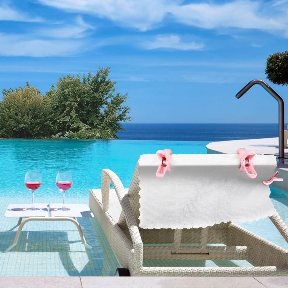 Clips para Sillas de Playa PAMISO Rosa Brillante 4 Pcs