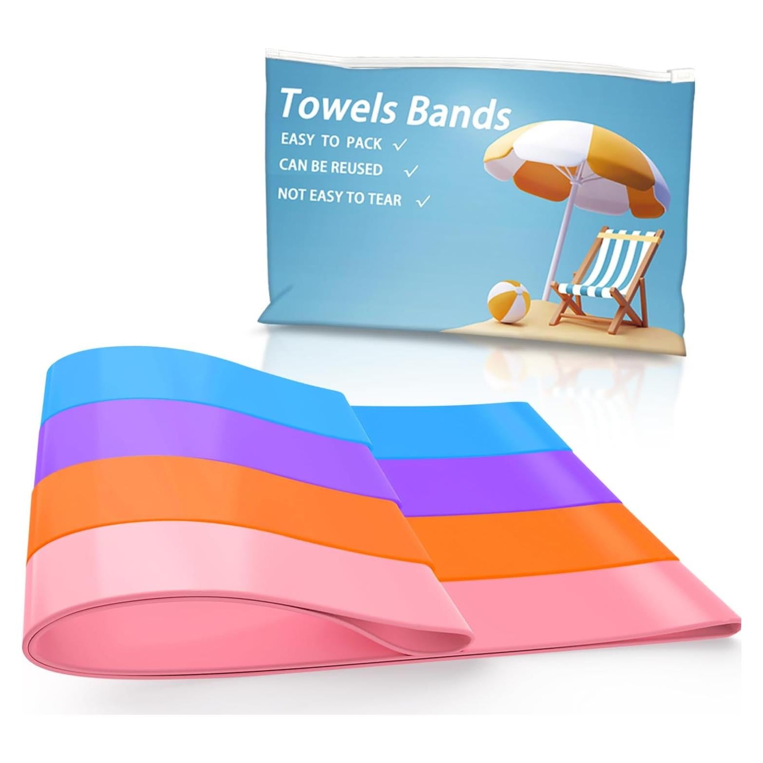 Bandas para Toallas UHUZZ 4 PCS Silicona 30 cm Playa Cruceros