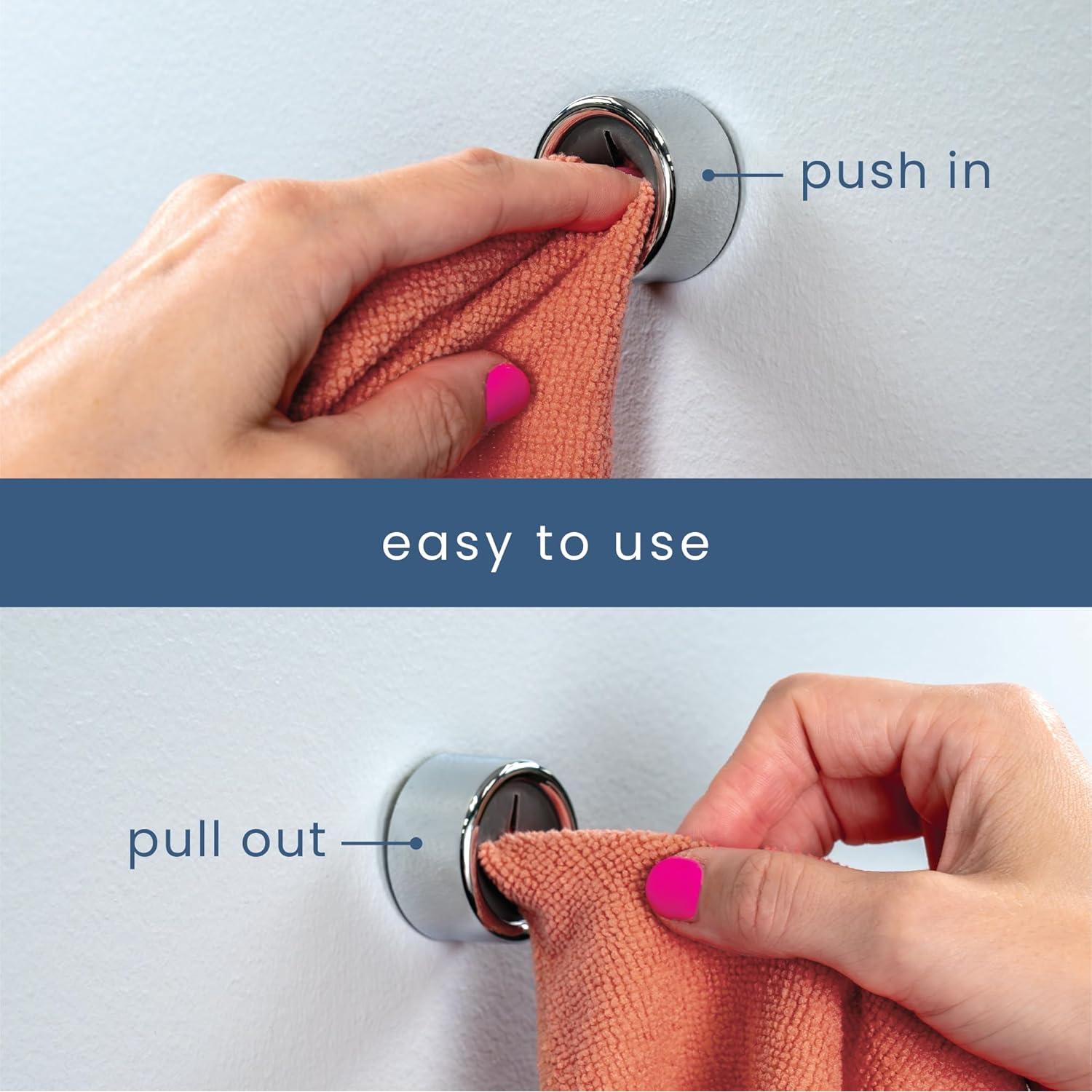 Ganchos Adhesivos Redondos S&T INC. para Toallas - Paquete de 4