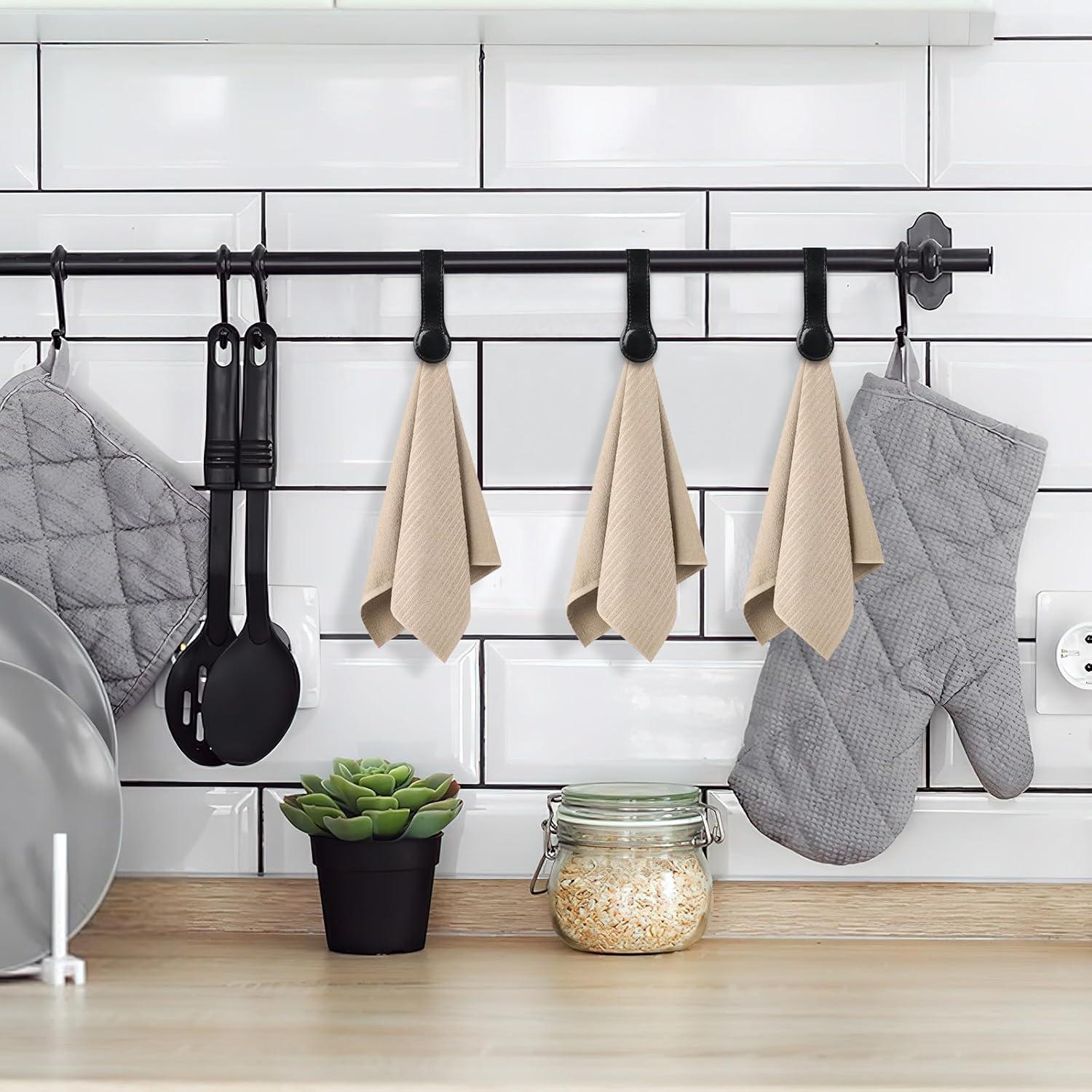 Clips de Toalla de Cocina CODOHI 4 Pcs Cuero Negro con Imanes