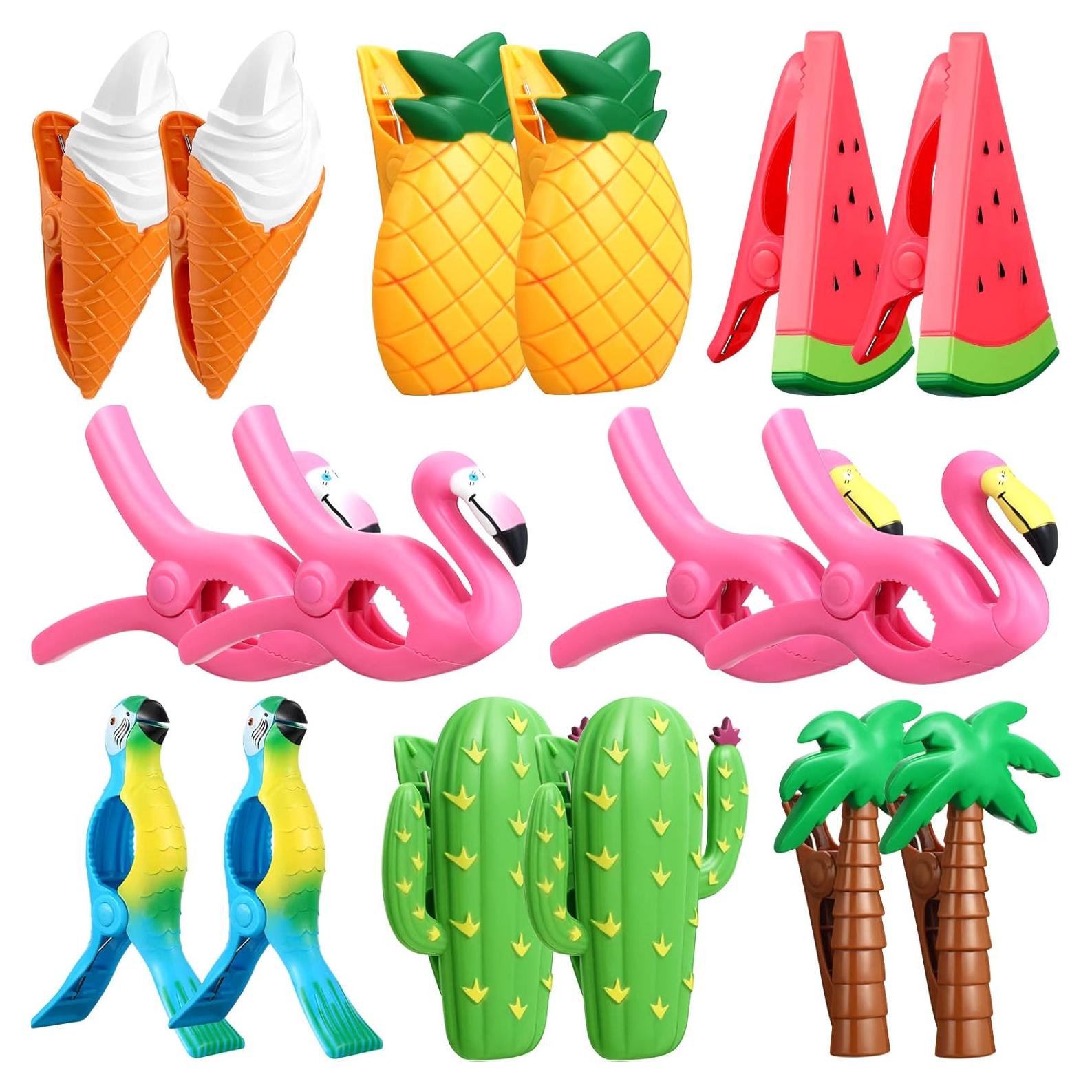 Clips para Toallas de Playa Rozer 16 Pcs Diseño Verano