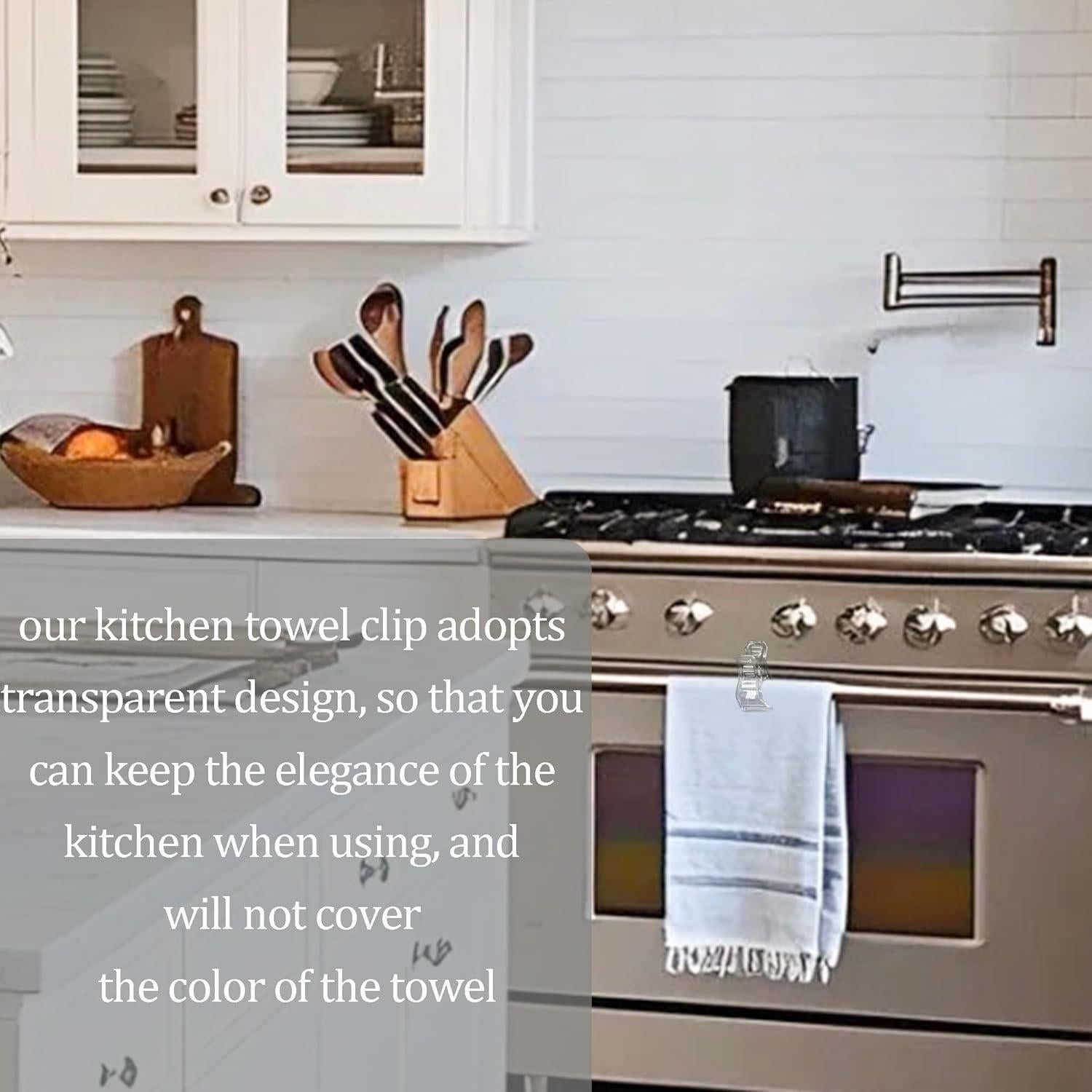 4 Clips para Toallas de Cocina XLANMAY - Transparente 5cm