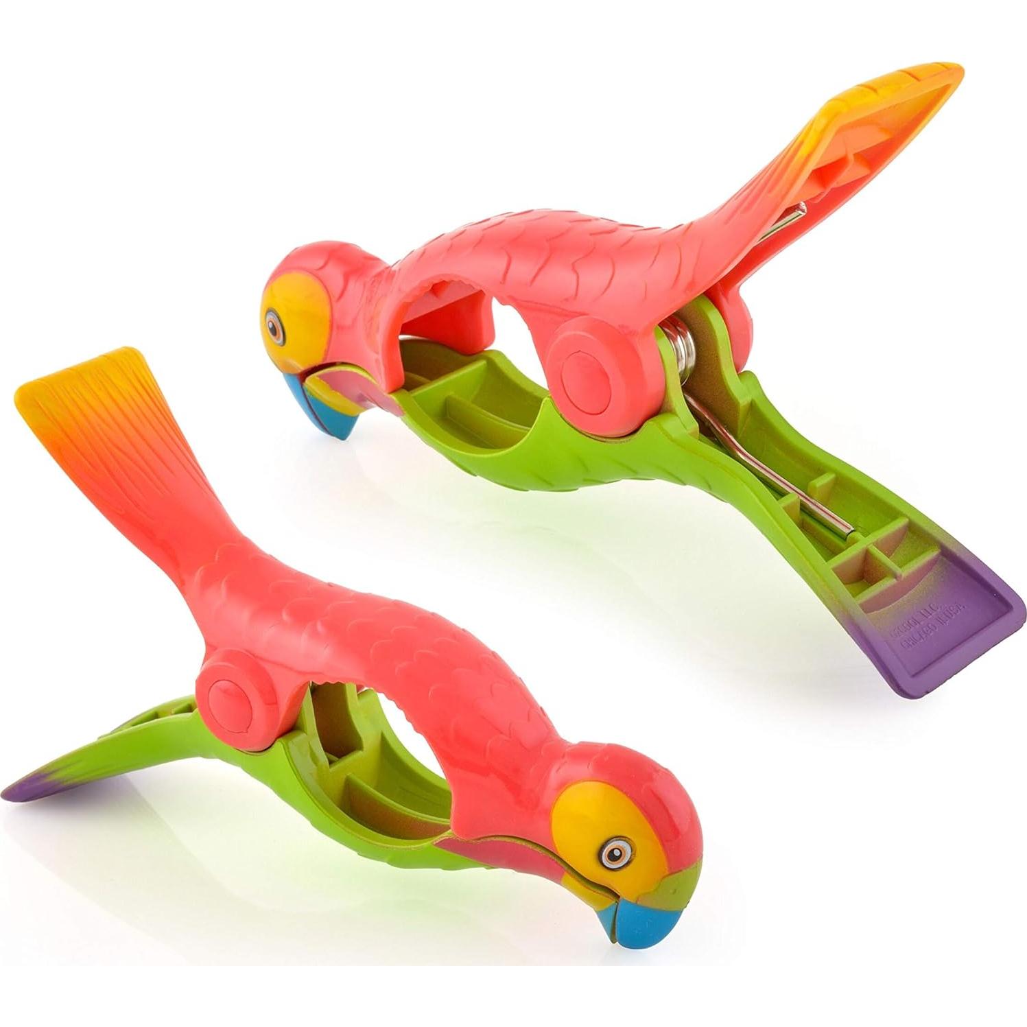 Clips para Toallas de Playa O2COOL - Paquete de 2 Loro/Cóctel