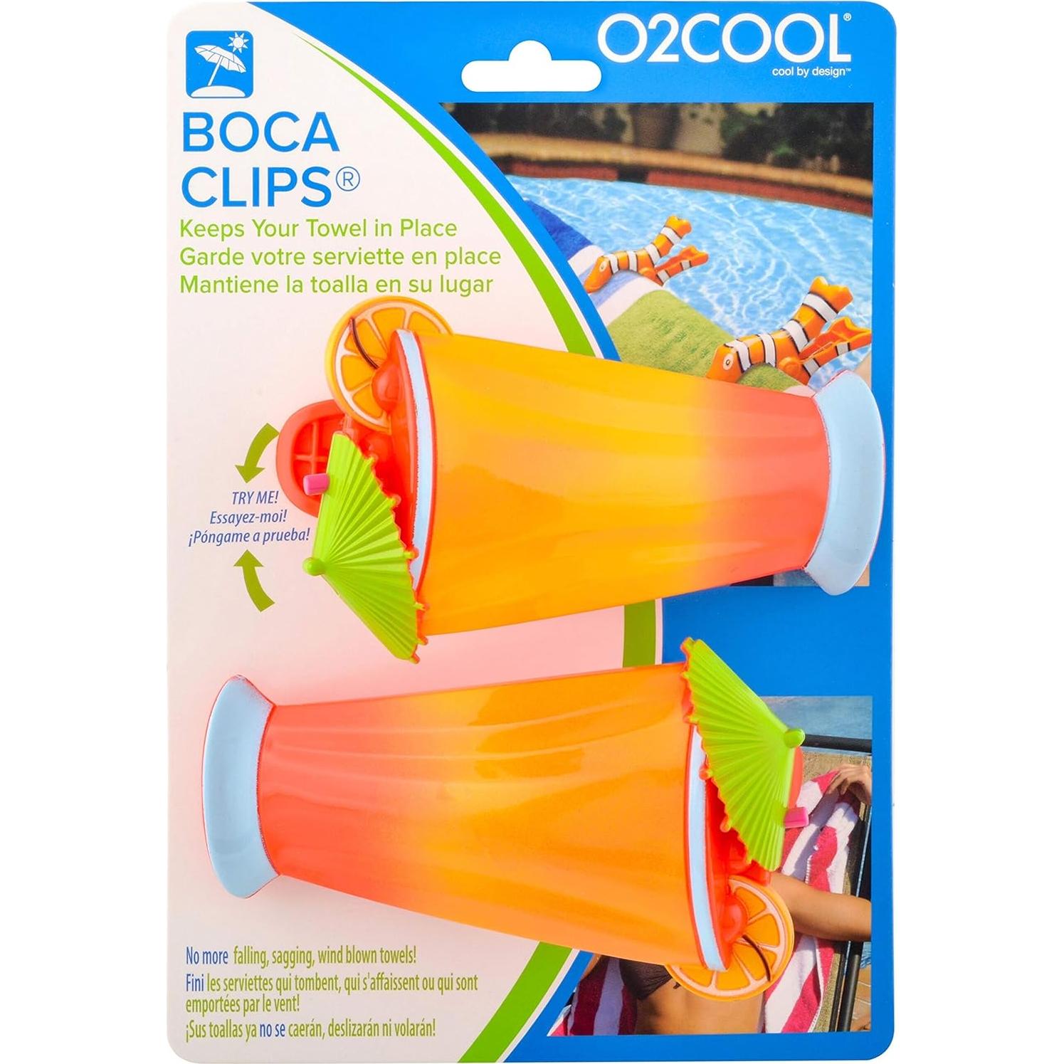 Clips para Toallas de Playa O2COOL - Paquete de 2 Loro/Cóctel