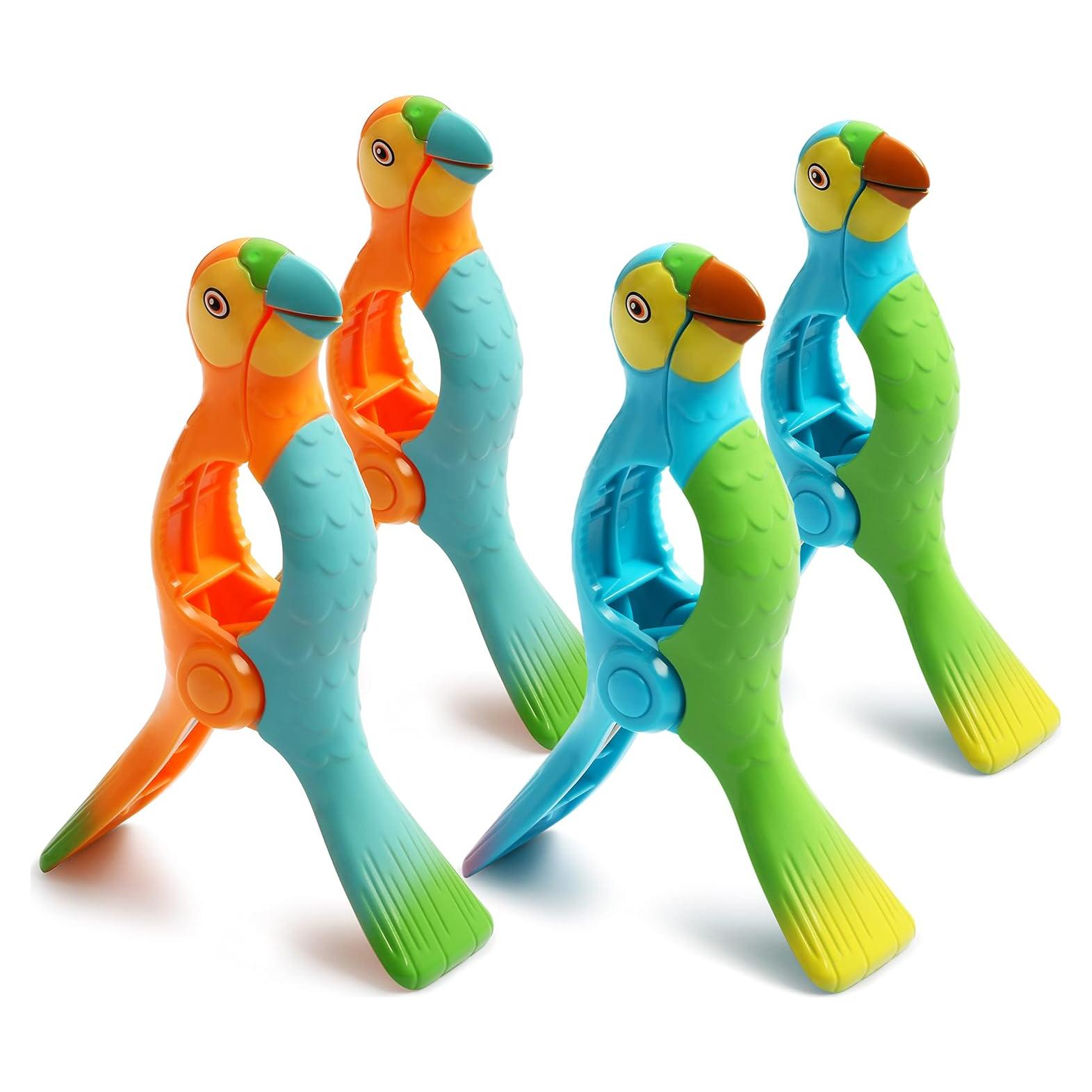 Kaluofan Clips para Toallas de Playa 4 Piezas Naranja y Azul