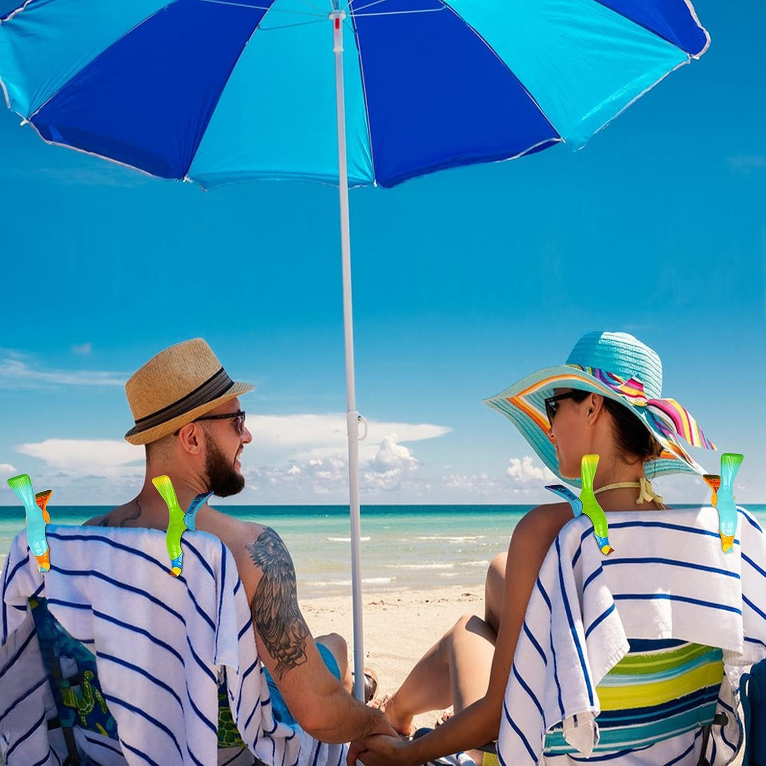 Kaluofan Clips para Toallas de Playa 4 Piezas Naranja y Azul