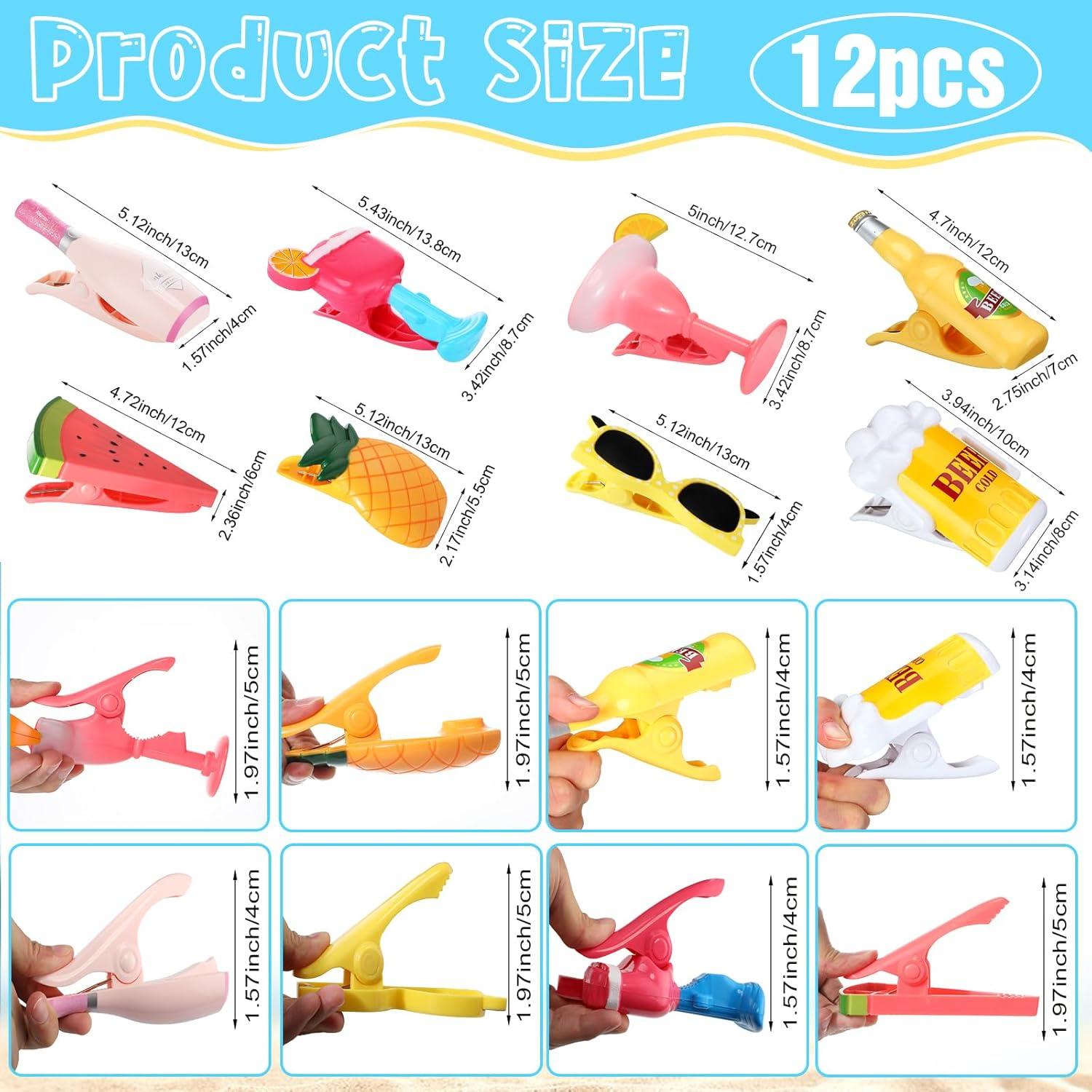 Clips para Toallas de Playa Honoson - 12 Pcs Vibrantes