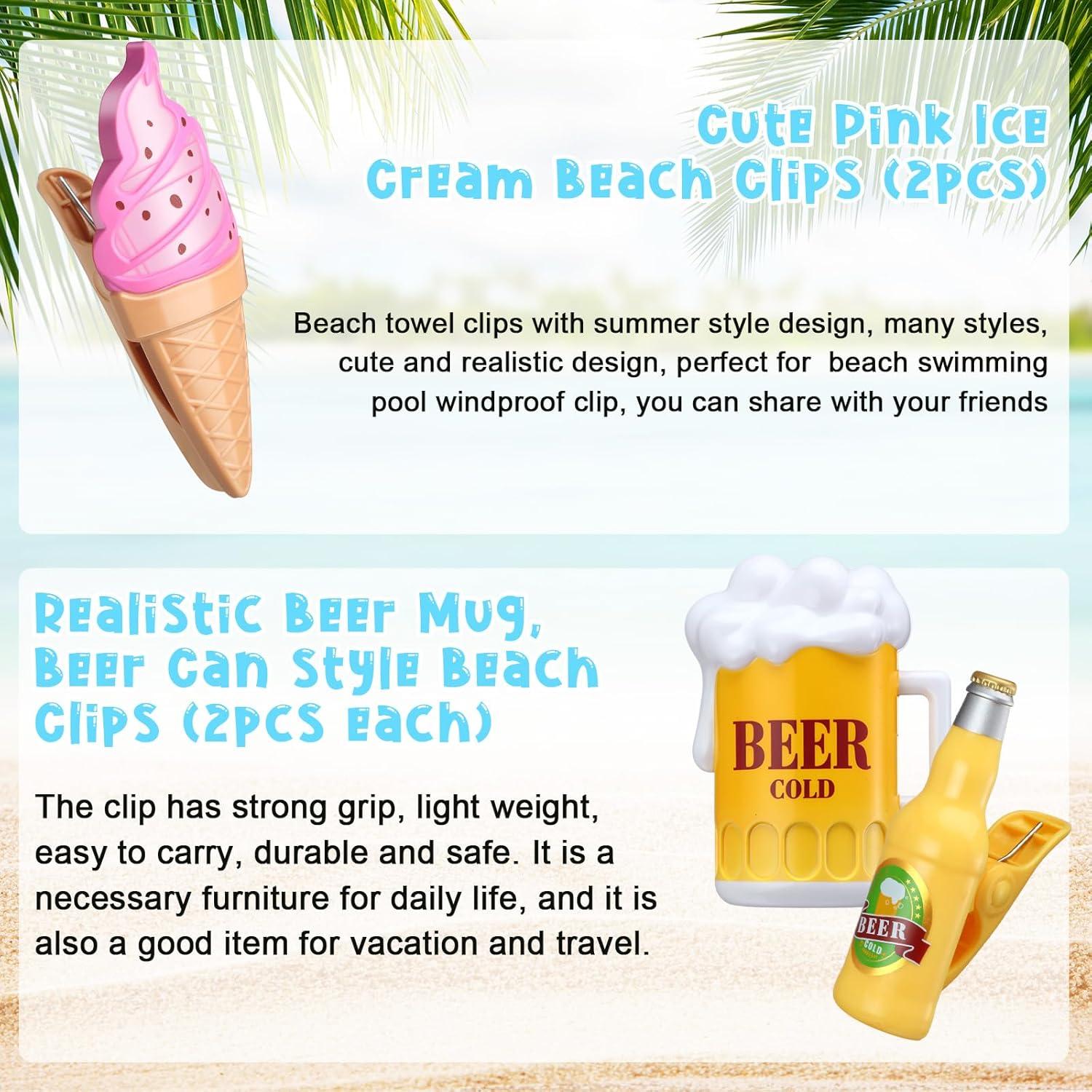 Clips para Toallas de Playa Honoson - 12 Pcs Vibrantes