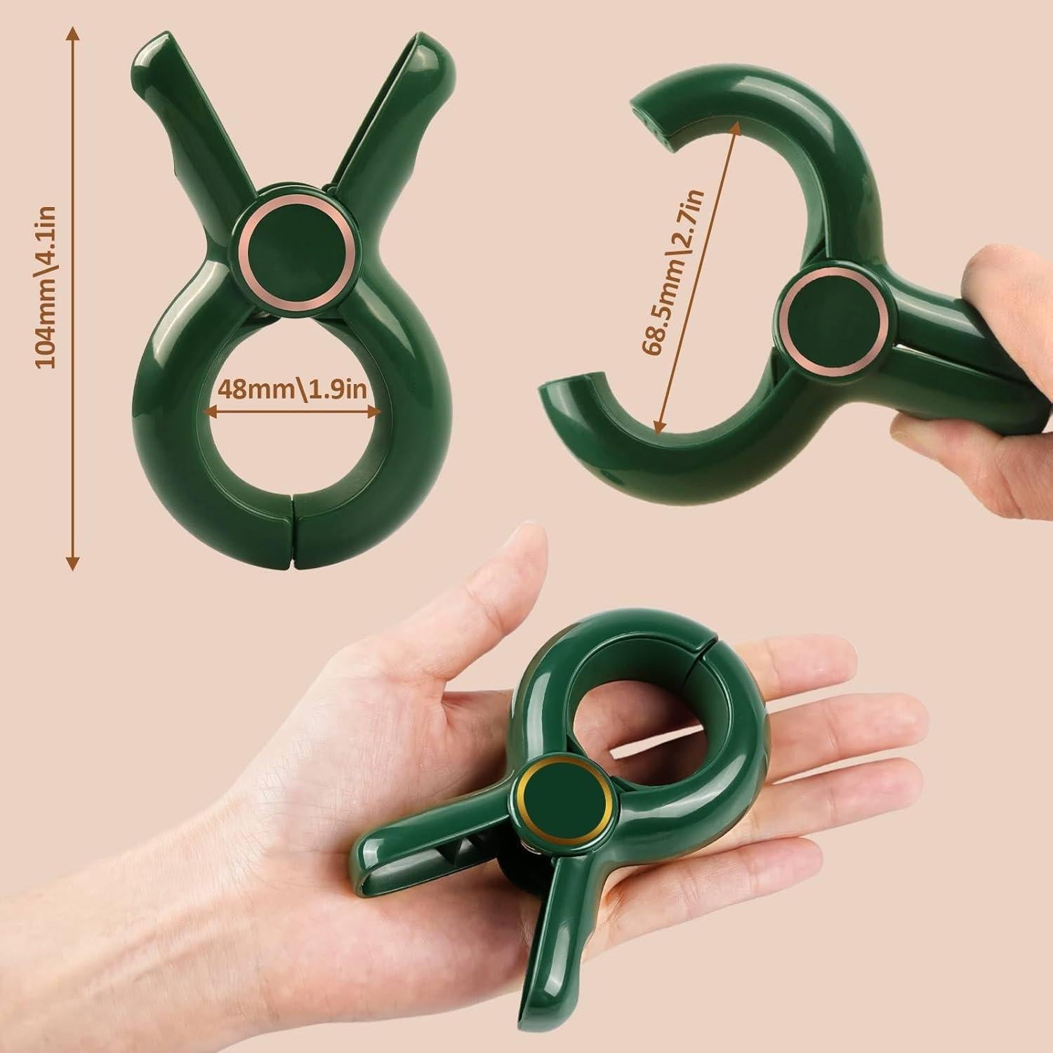 Pinzas para Toallas de Playa Dreecy Jumbo Verde 4 Pcs