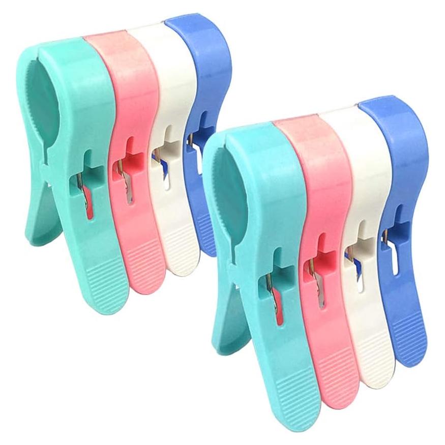 Clips de Toalla de Playa Jumbo IELEK - 8 Piezas Multiusos