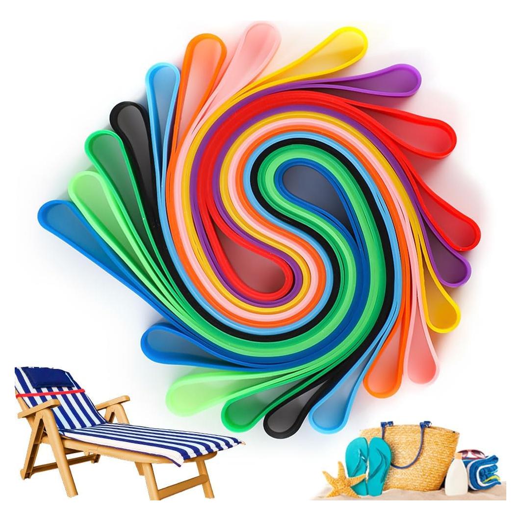 10 Bandas de Toalla de Playa Prudiut - Silicona Estirable 30 cm